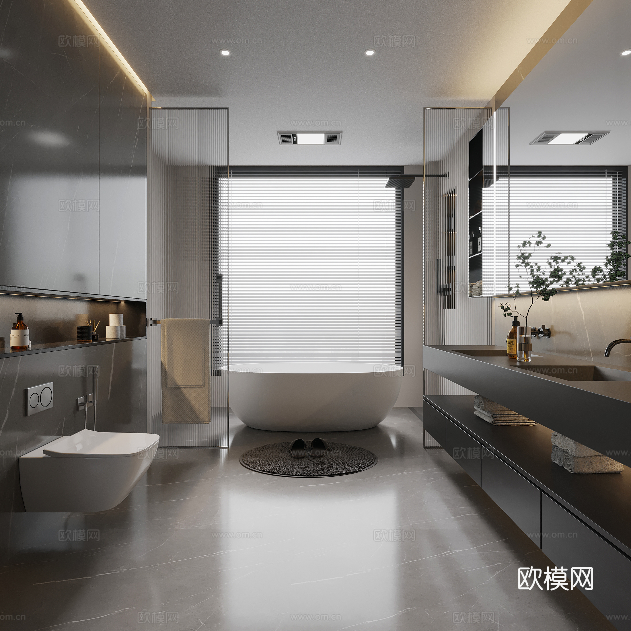 现代意式卫生间3d模型