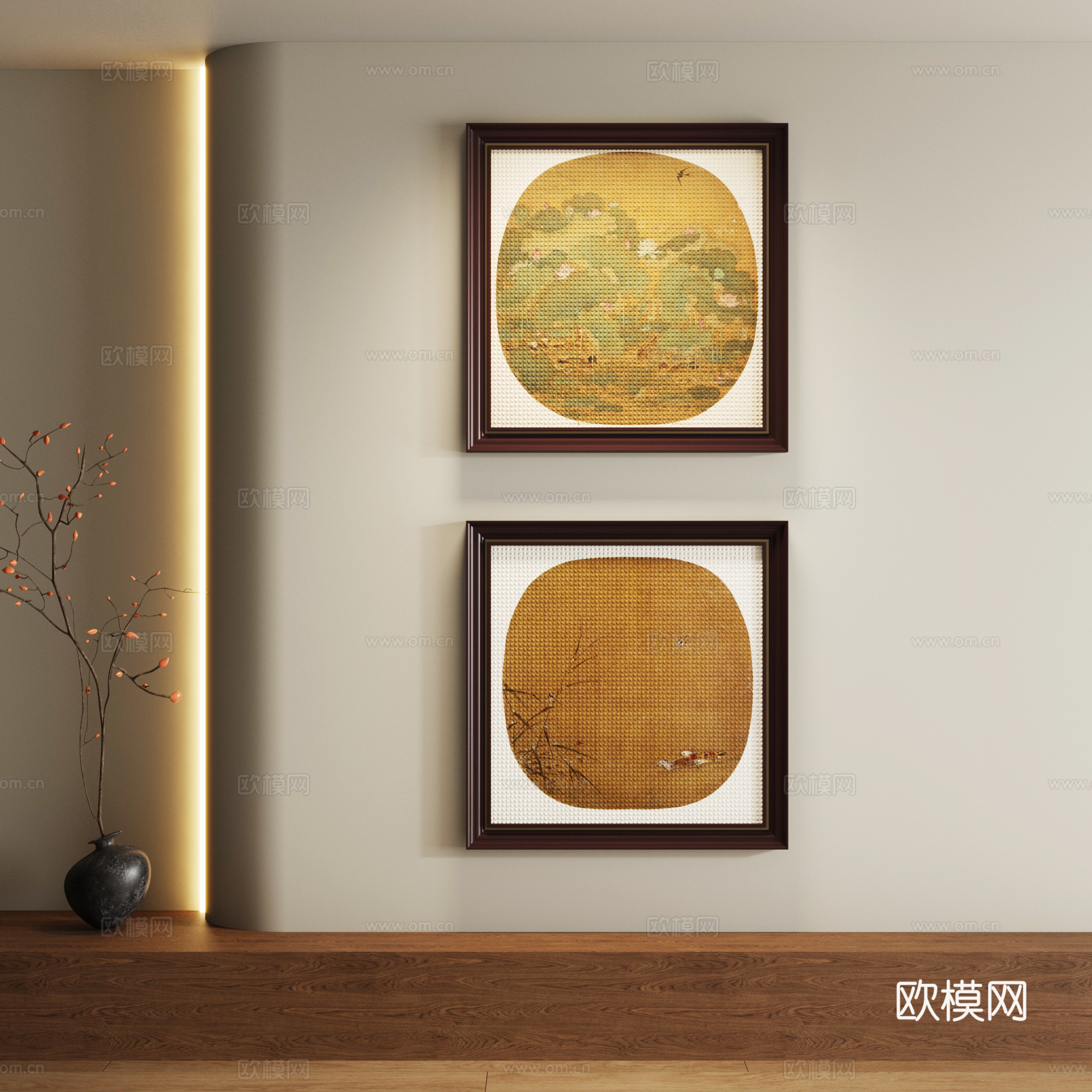 新中式装饰画3d模型