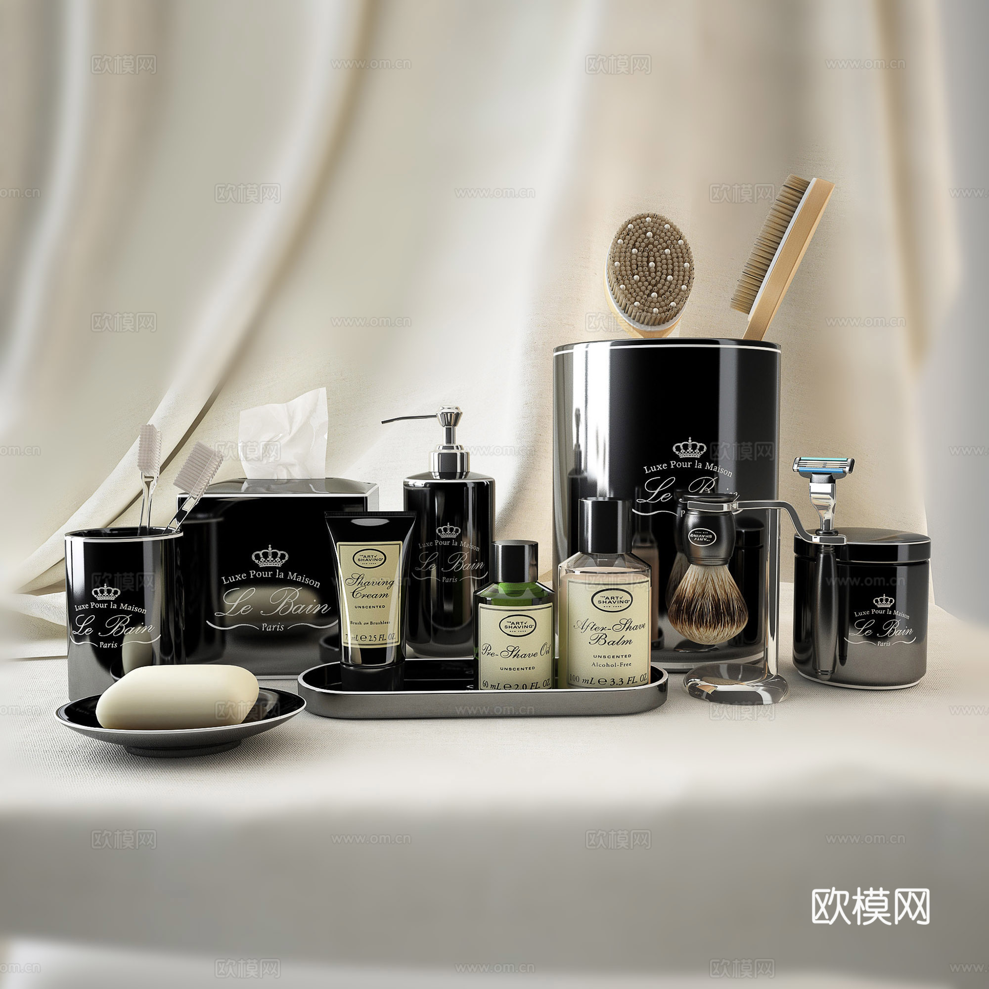 现代卫浴用品 洗护用品 卫浴小件 卫浴套装su模型