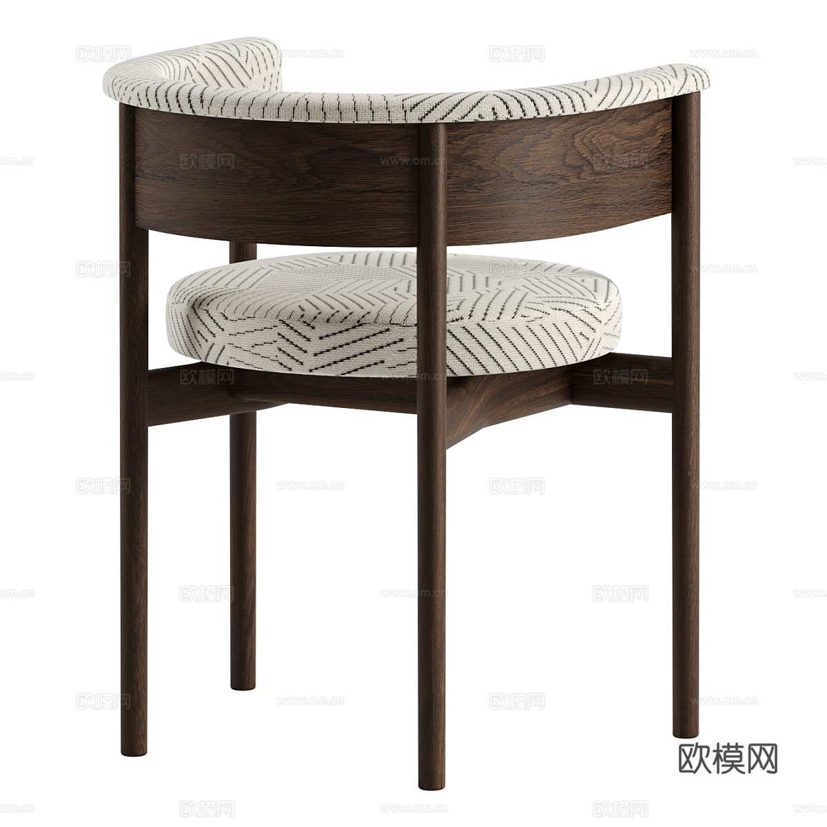 新中式布艺木质单椅3d模型