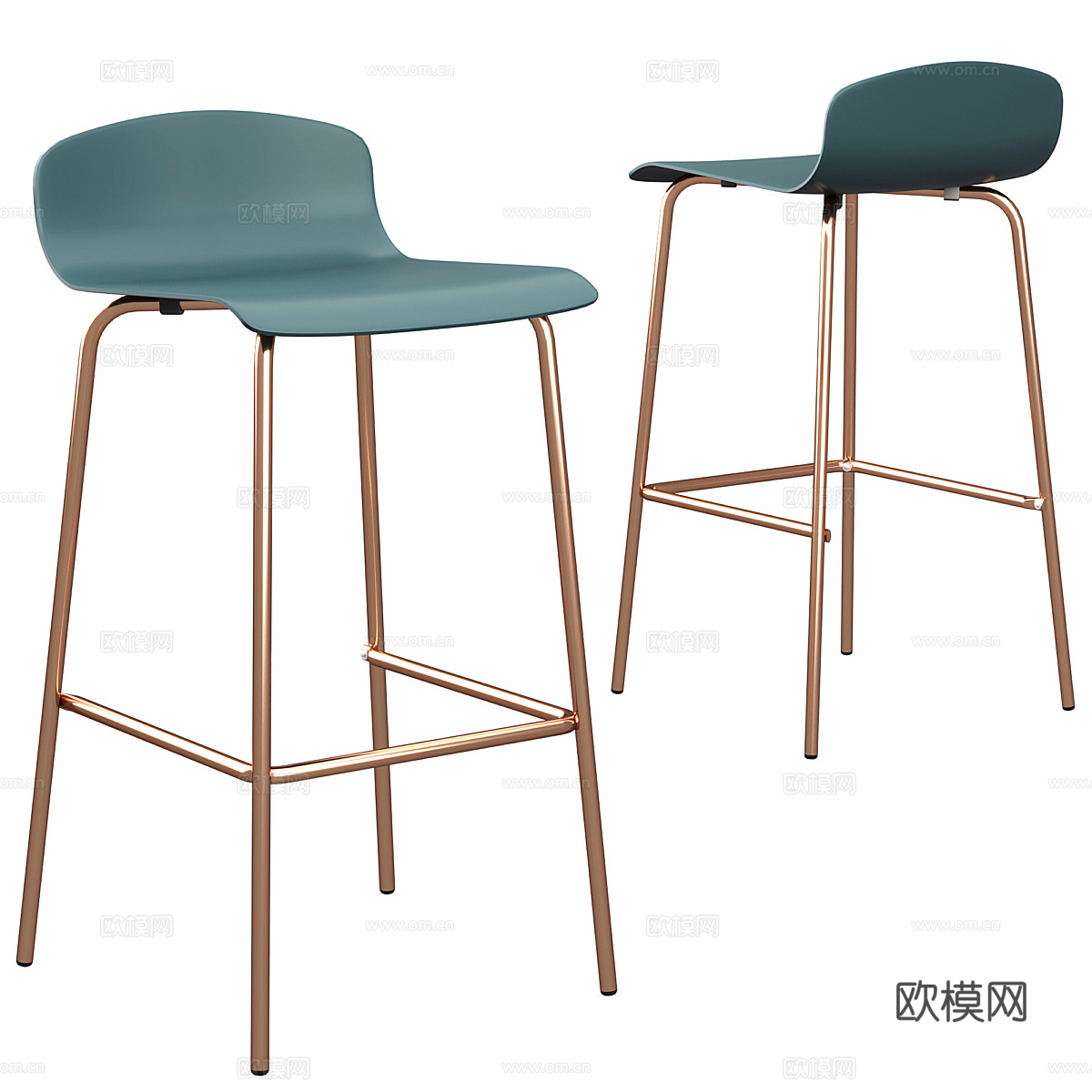 现代轻奢不锈钢金属吧台凳3d模型