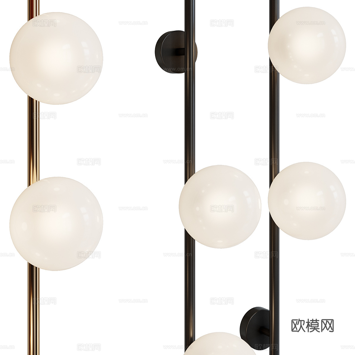 现代轻奢极简玻璃金属壁灯3d模型