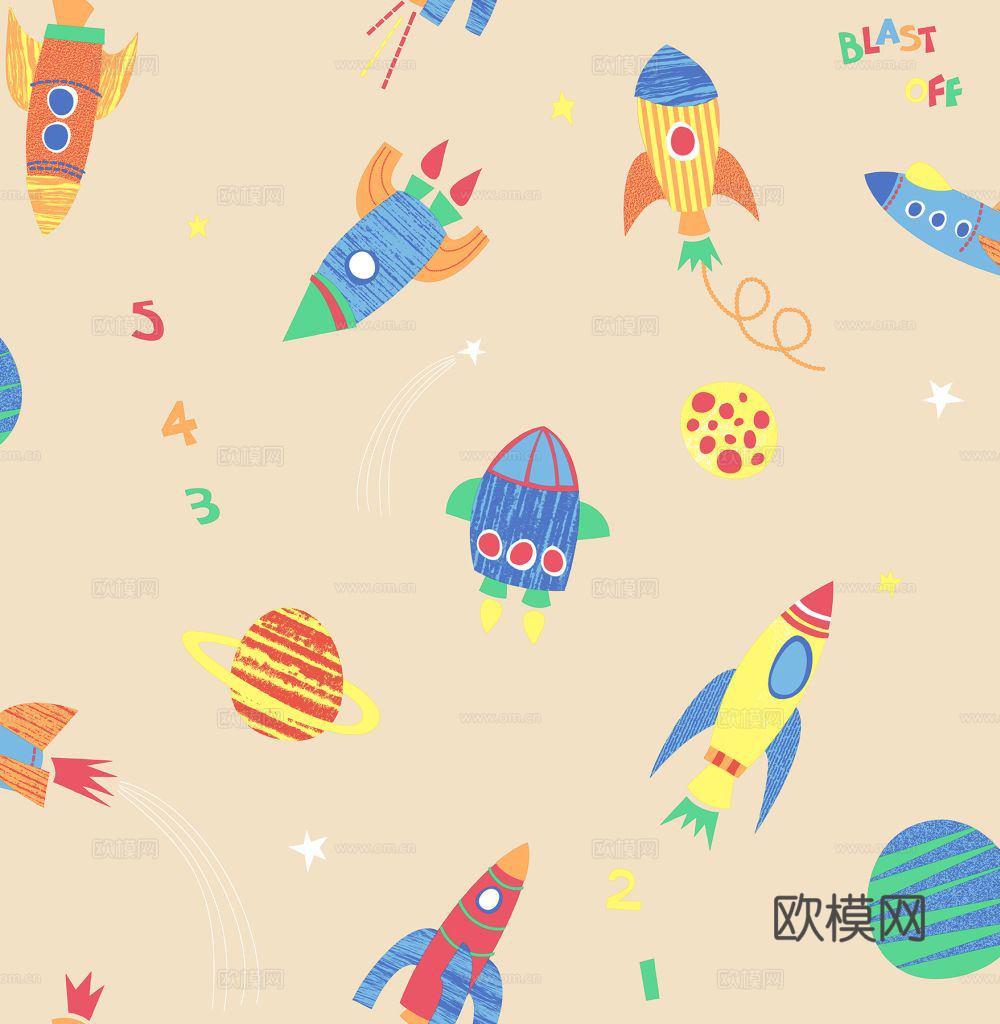 现代简约儿童可爱壁纸墙布下载（渲染图1）