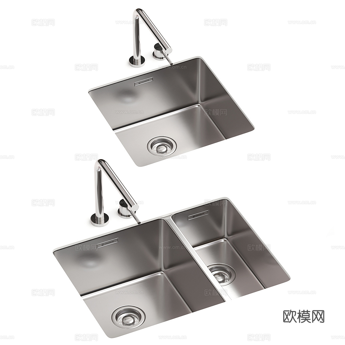 现代极简厨房水槽 水龙头3d模型