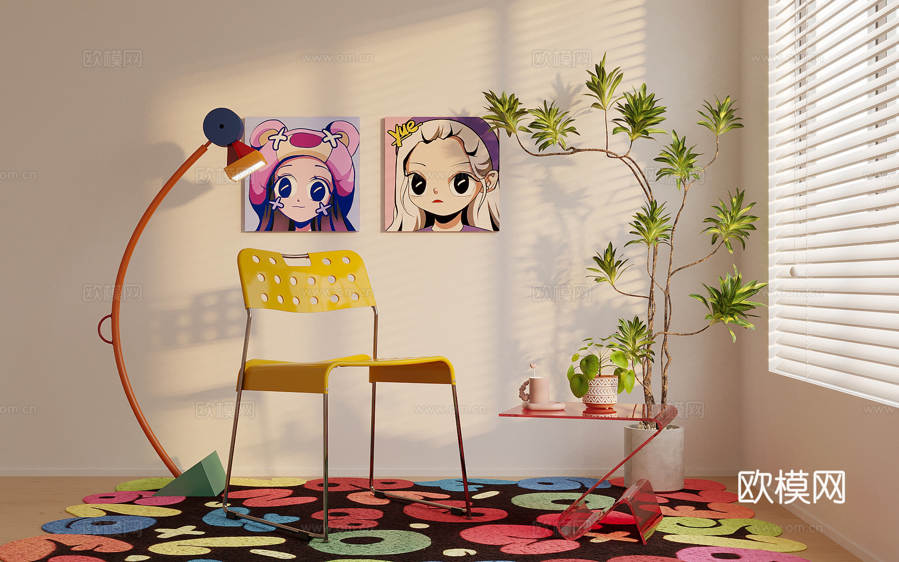多巴胺休闲椅 写字椅 餐椅 落地灯3d模型