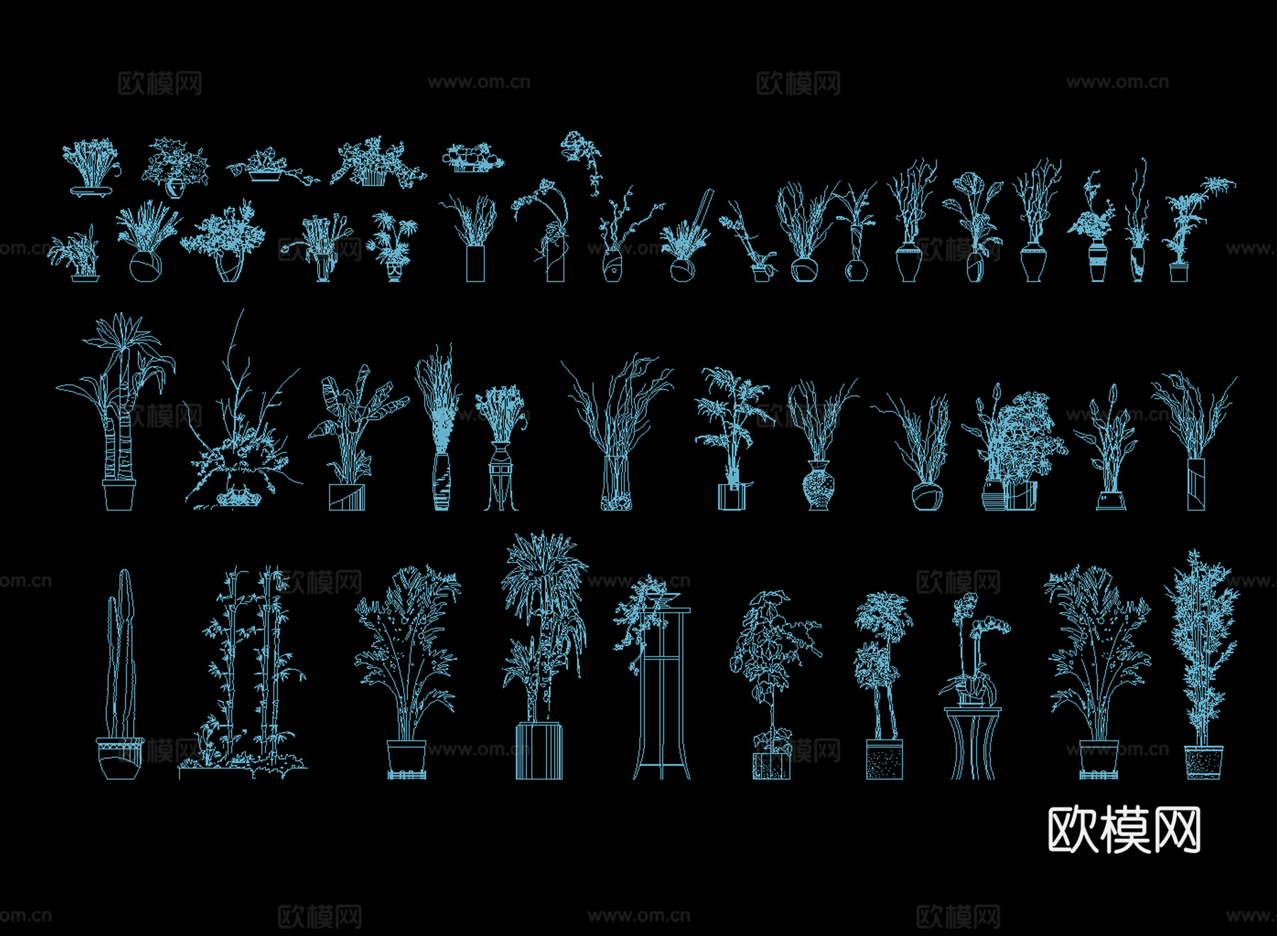 绿植摆件图块cad施工图