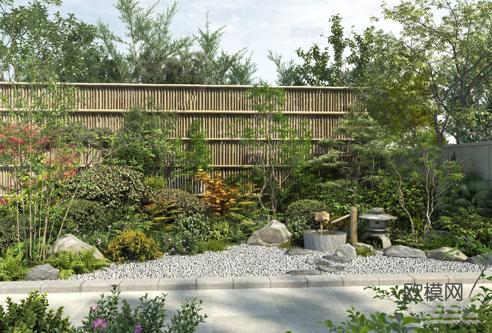 现代庭院植物景观su模型