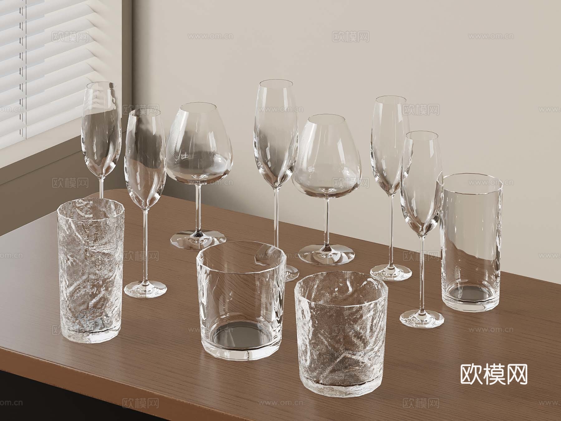 现代水瓶 水杯 玻璃杯3d模型