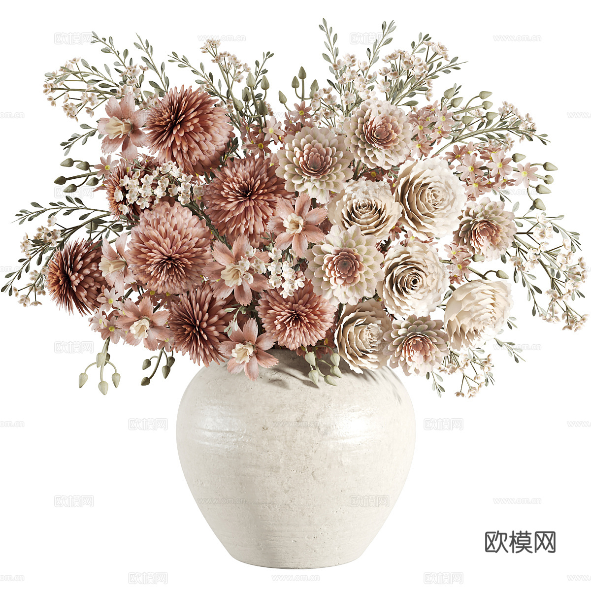 新中式花瓶花艺3d模型