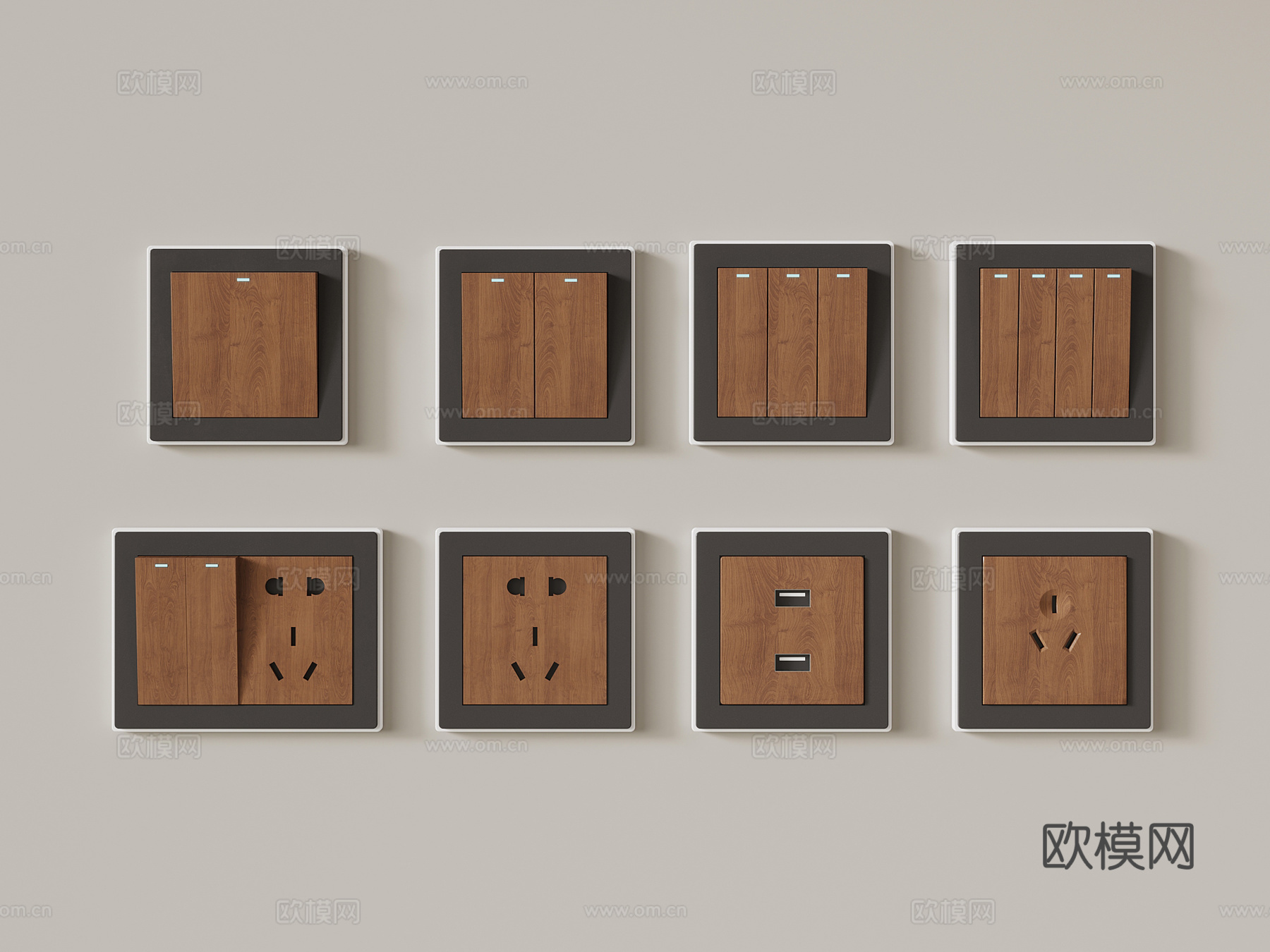 10开关插座 现代开关插座3d模型