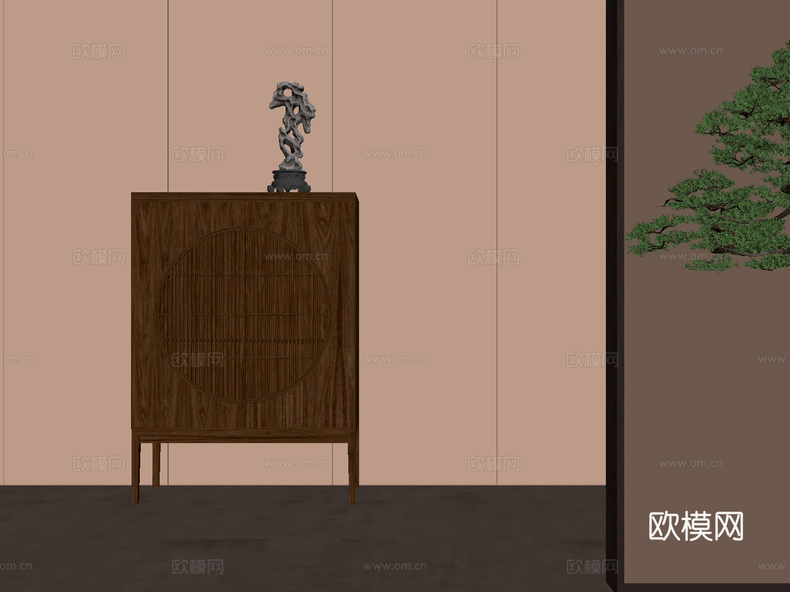 新中式玄关柜 边柜 地柜 矮柜 装饰柜su模型