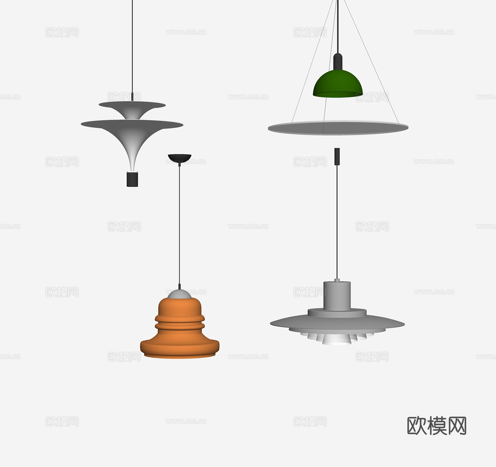 现代中古飞碟吊灯su模型