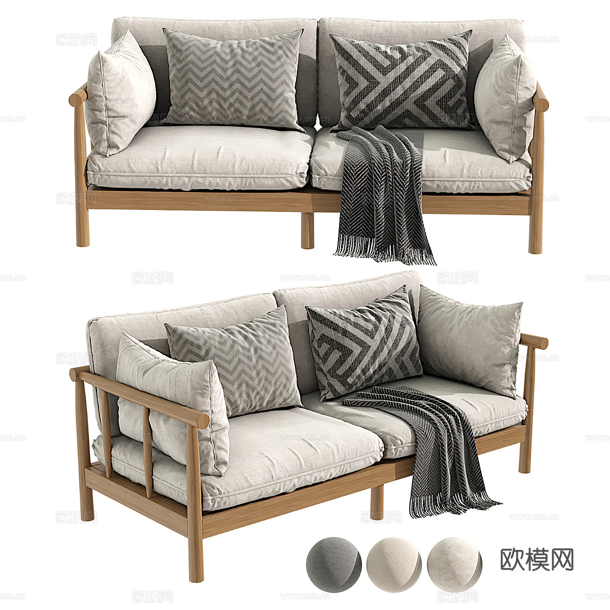 现代双人沙发 布艺沙发 休闲沙发3d模型