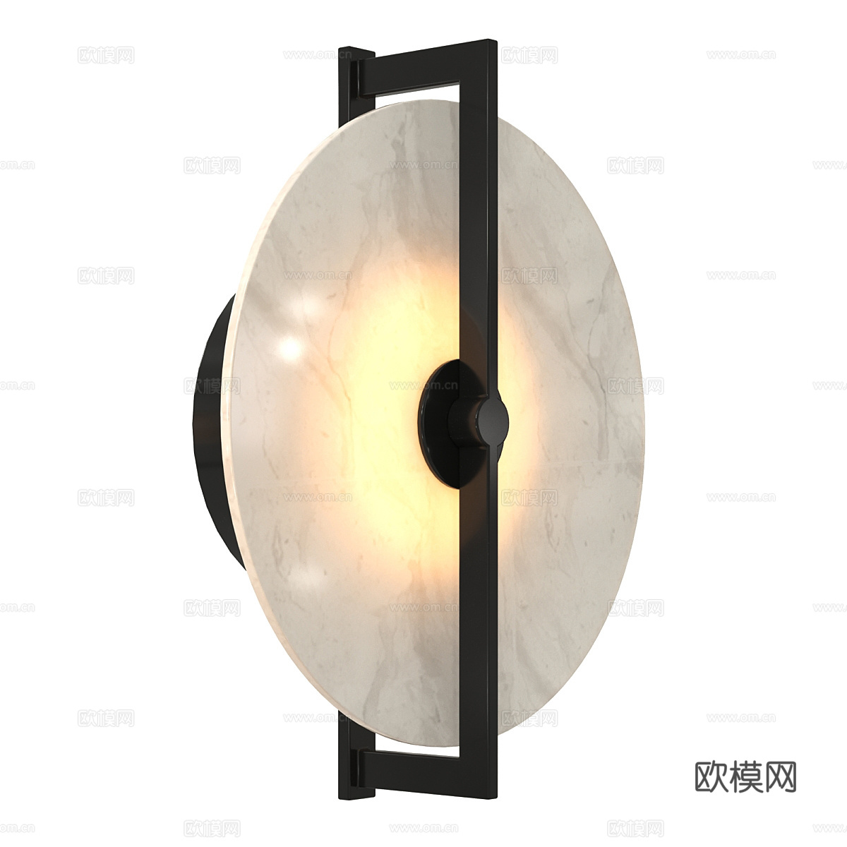 新中式圆盘透光石壁灯3d模型