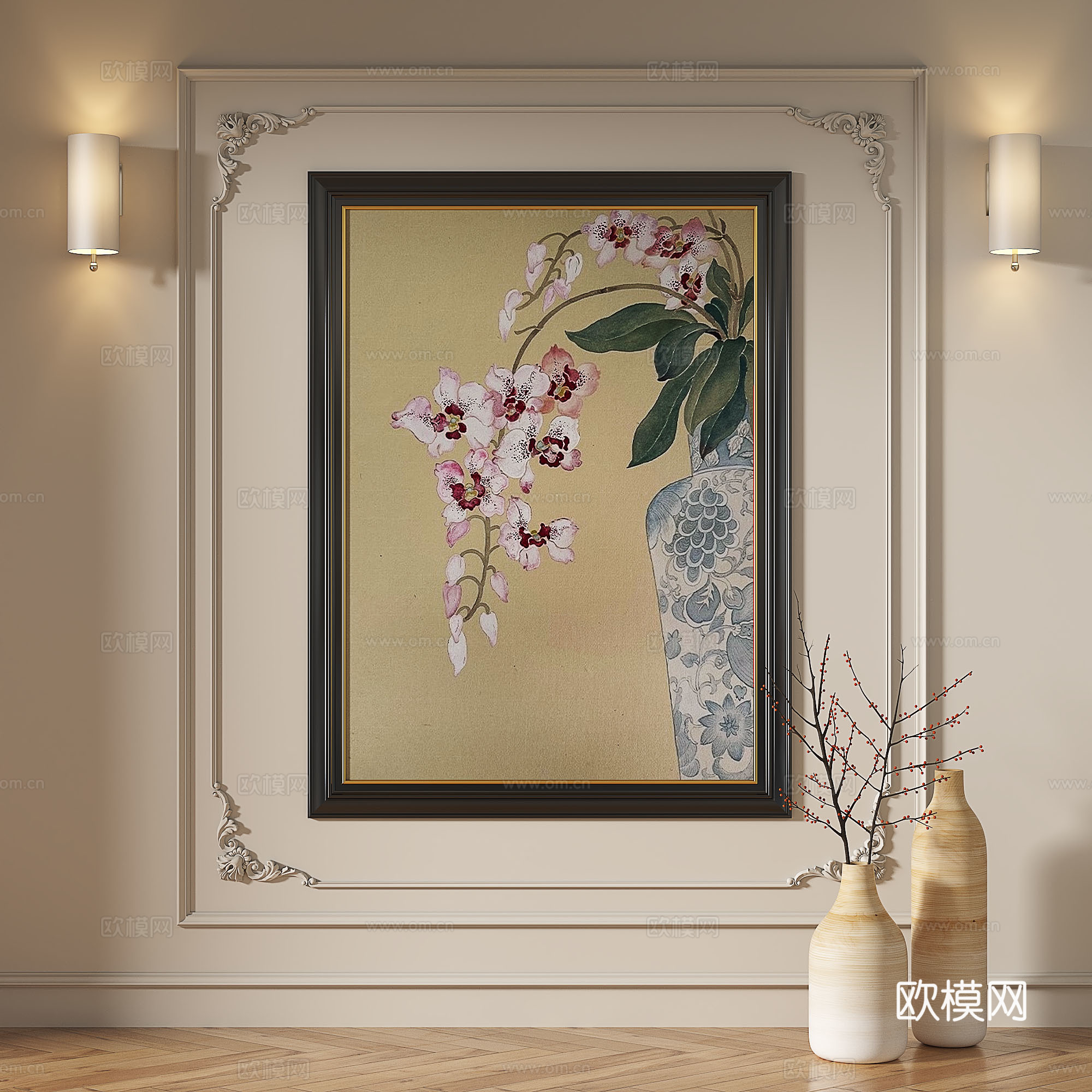 法式，复古，中古，现代，油画，轻奢，简约，抽象，装饰画3d模型