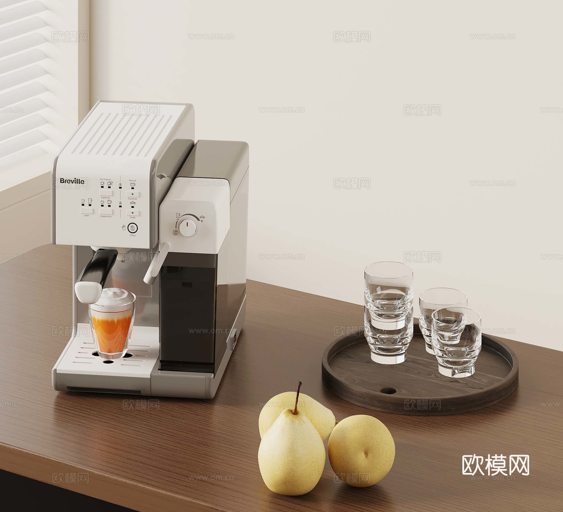咖啡机 玻璃杯 水果3d模型