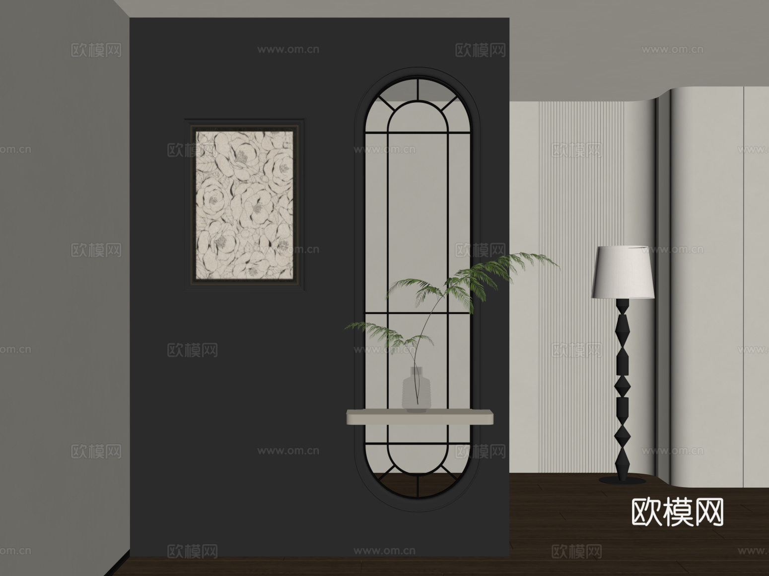 法式隔断 落地灯su模型
