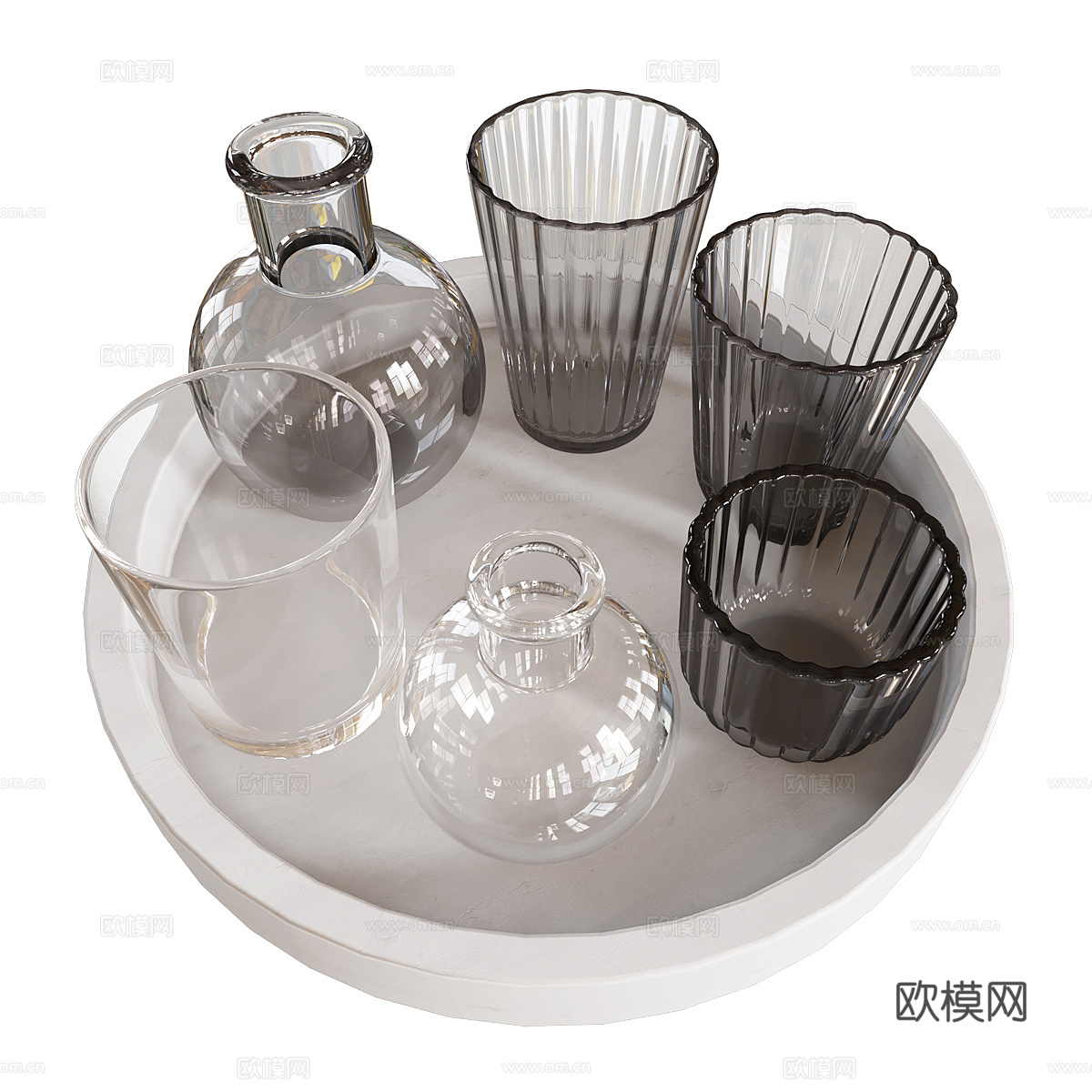现代意式极简茶具3d模型