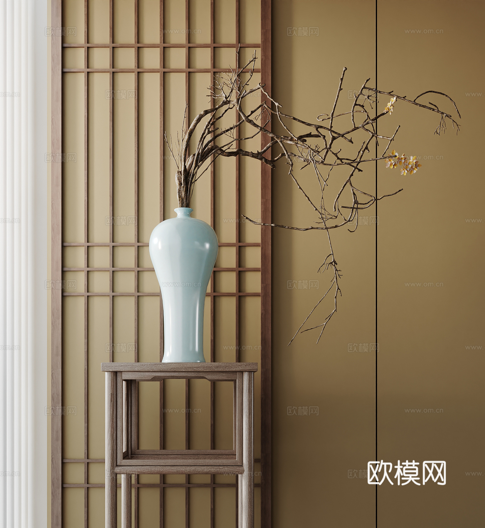 宋式花架 隔断 花瓶3d模型