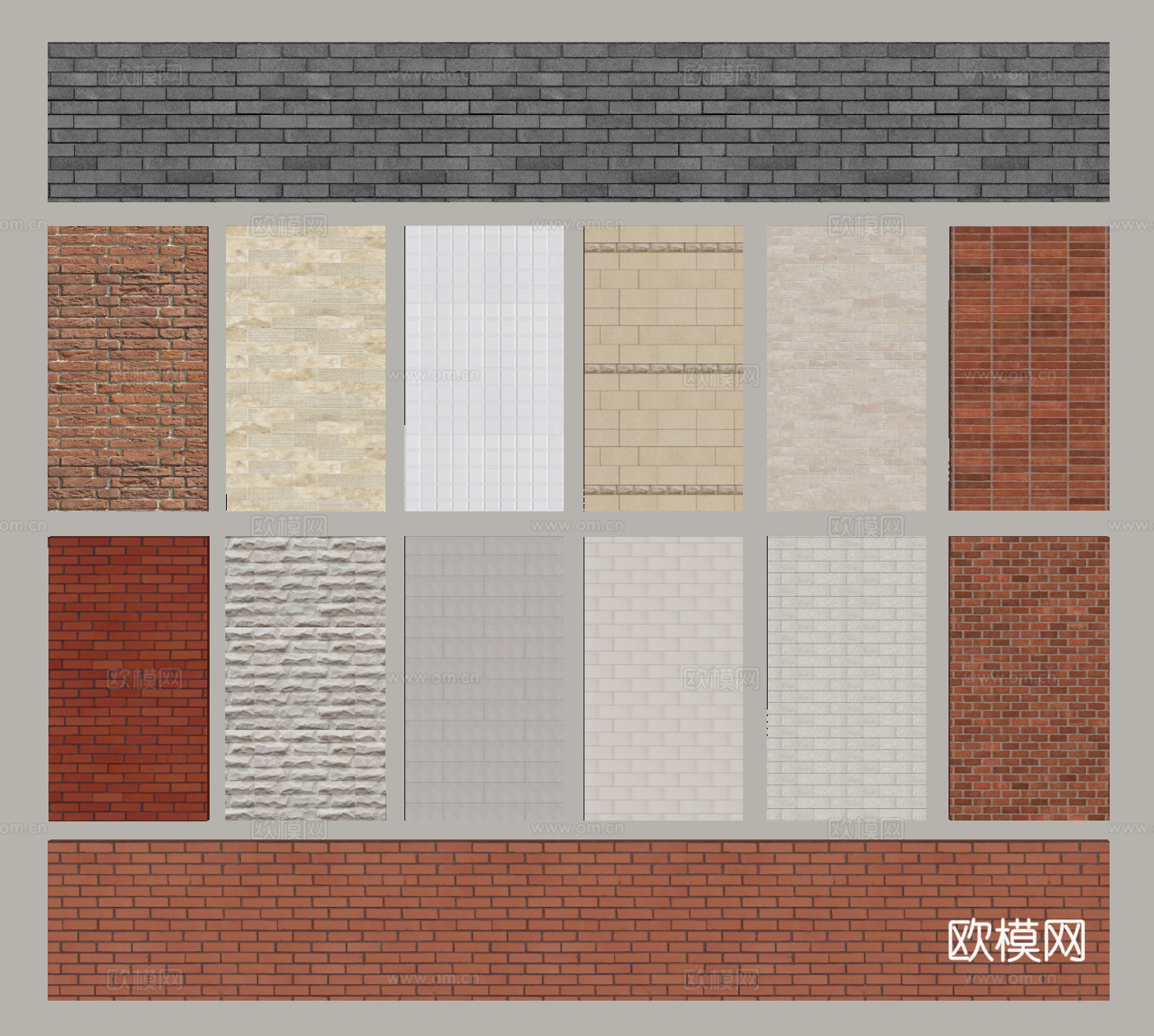 红砖墙 围墙 文化砖墙su模型