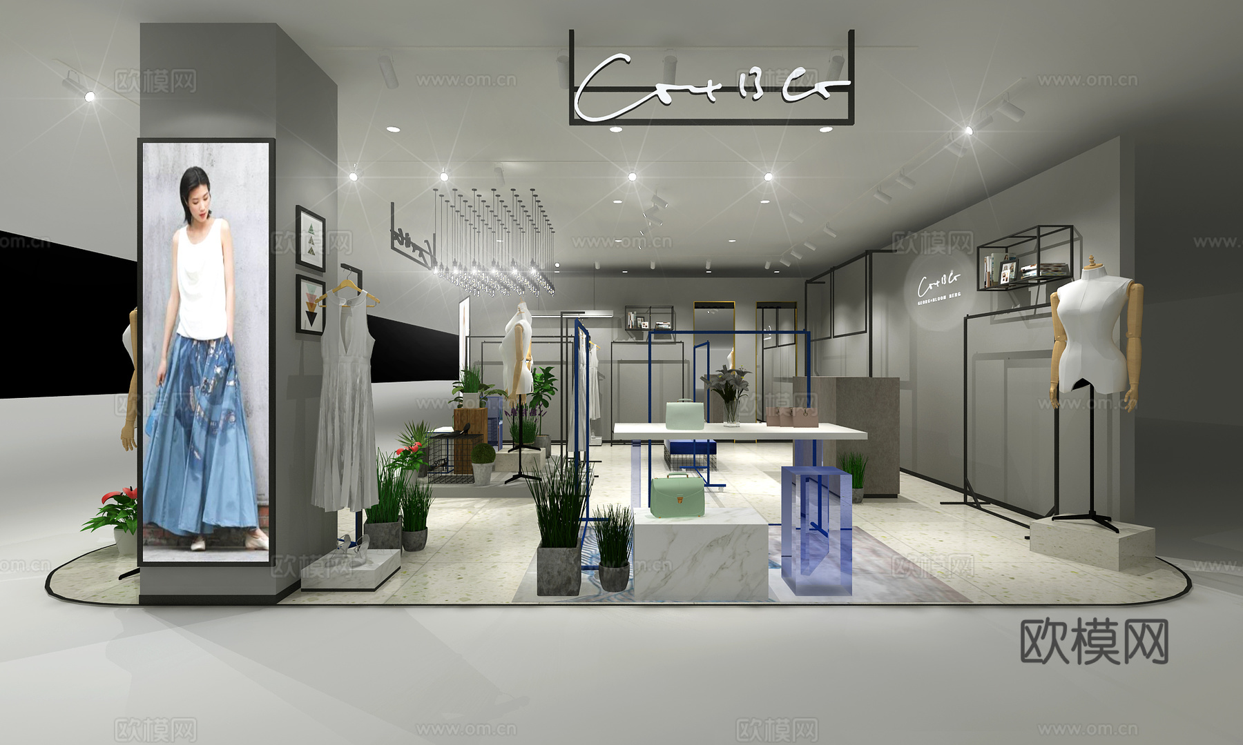 现代工业风服装店3d模型