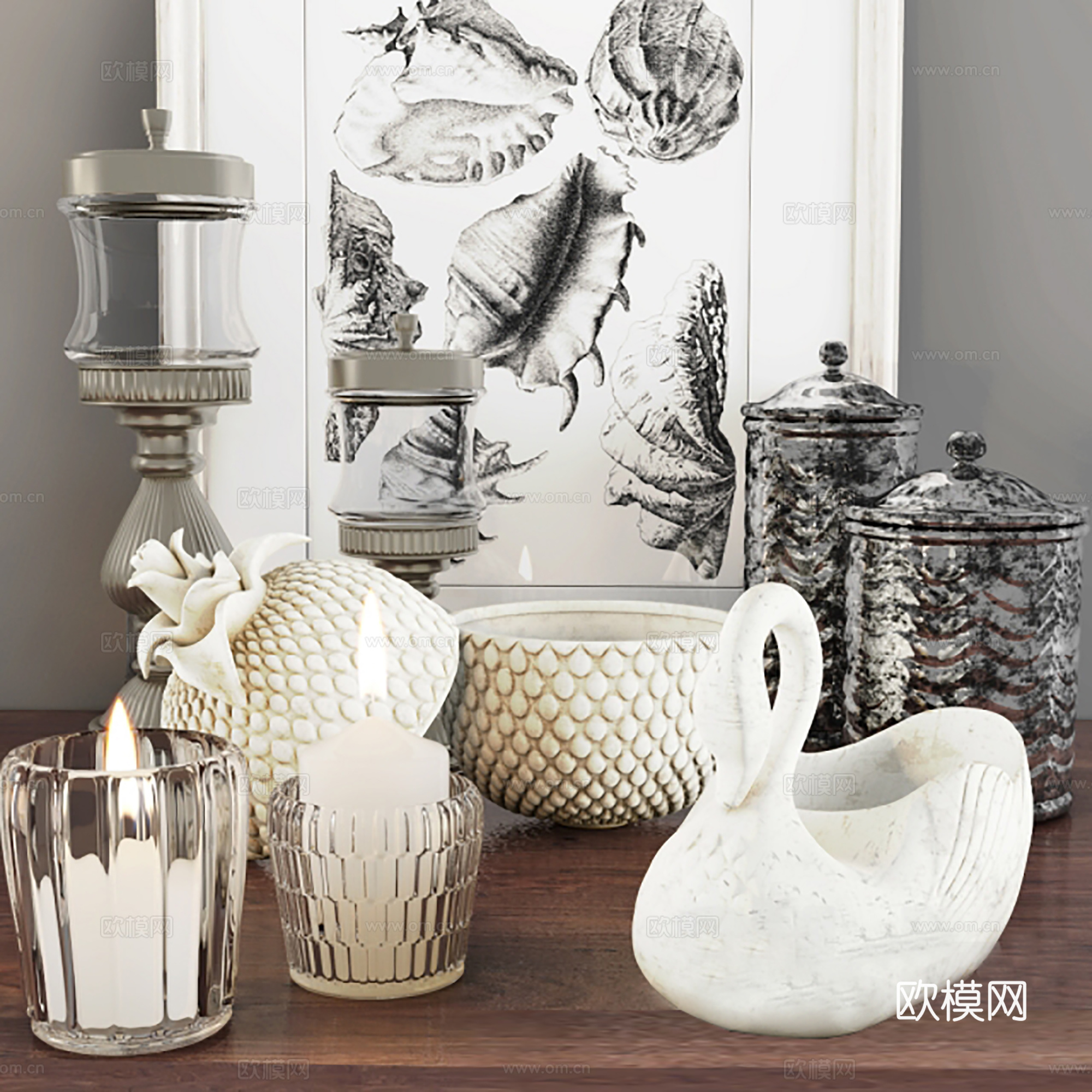 北欧装饰品摆件 陶瓷器皿  挂画台灯su模型