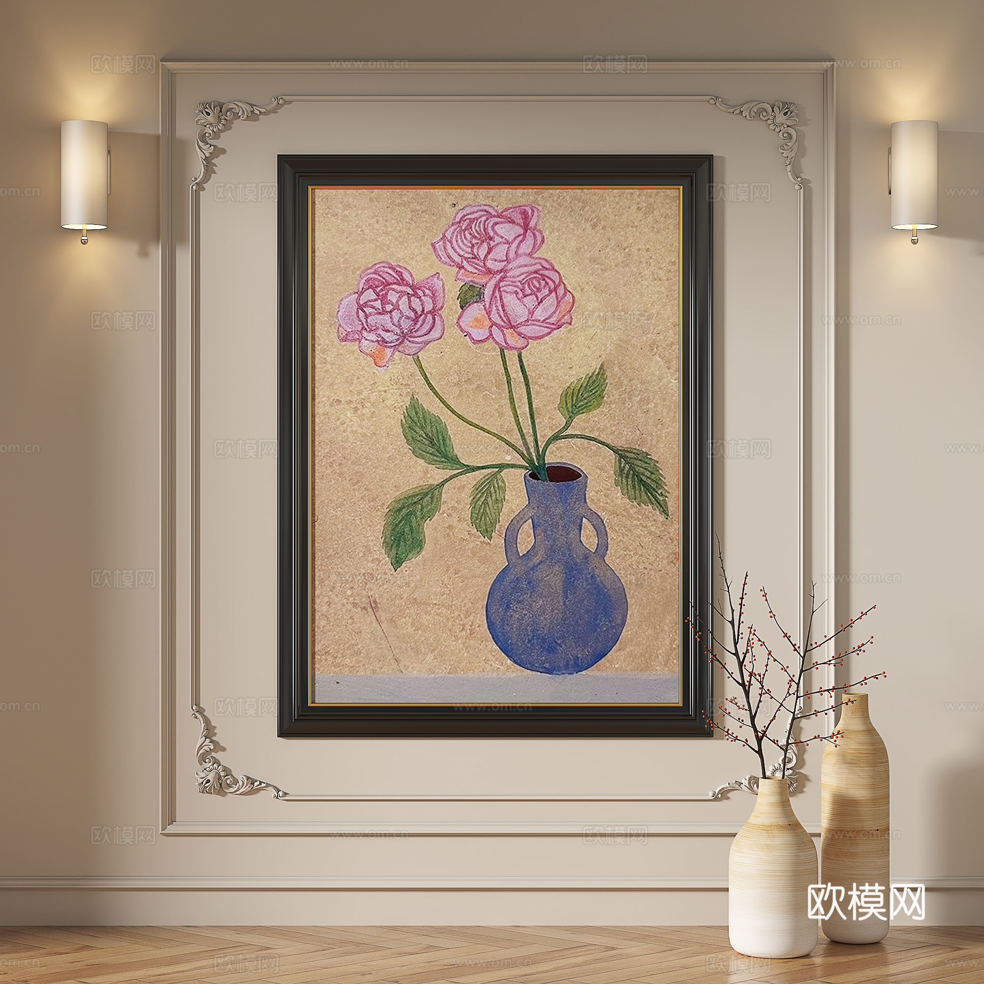 法式，复古，中古，现代，油画，轻奢，简约，抽象，装饰画3d模型