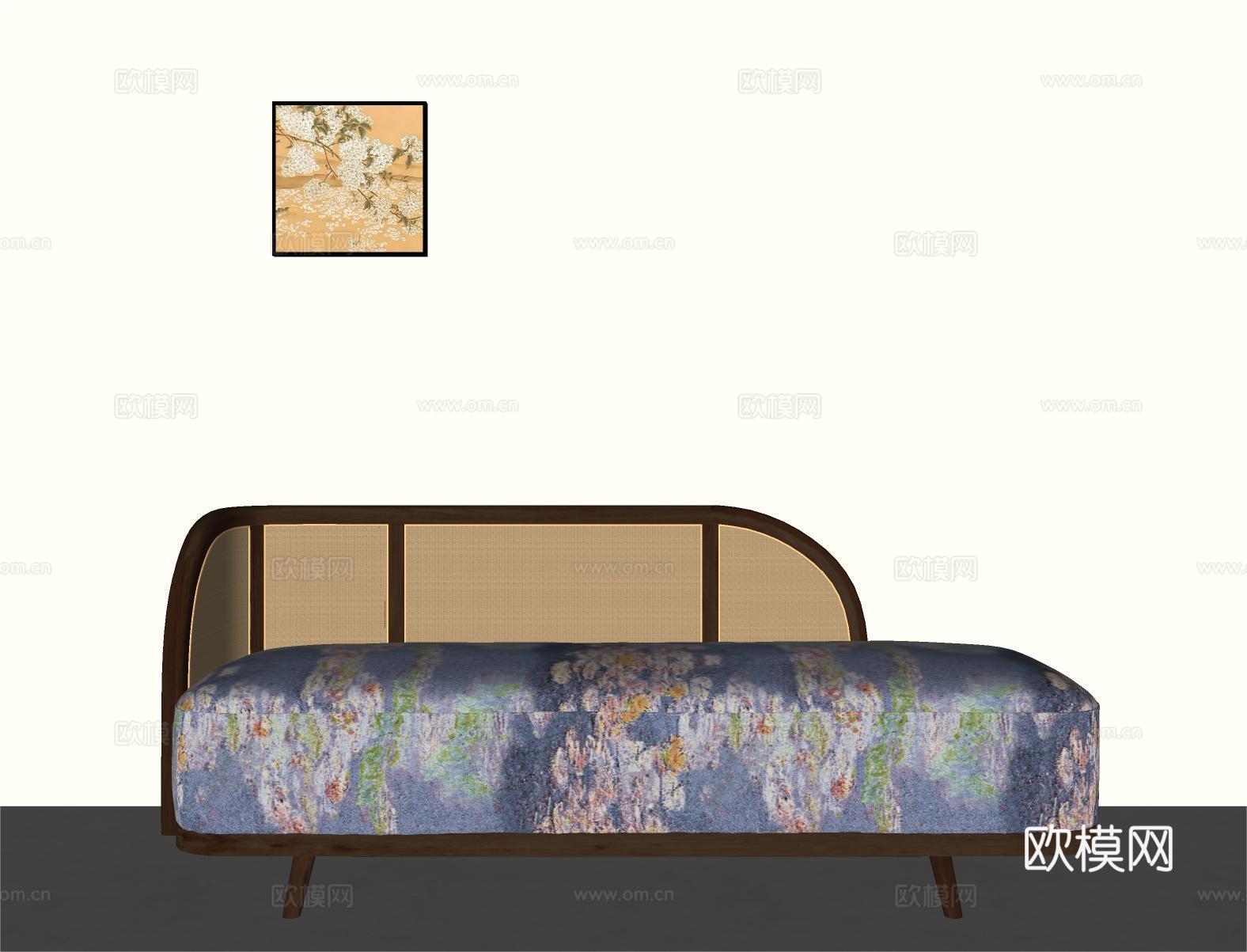 现代中古贵妃椅su模型