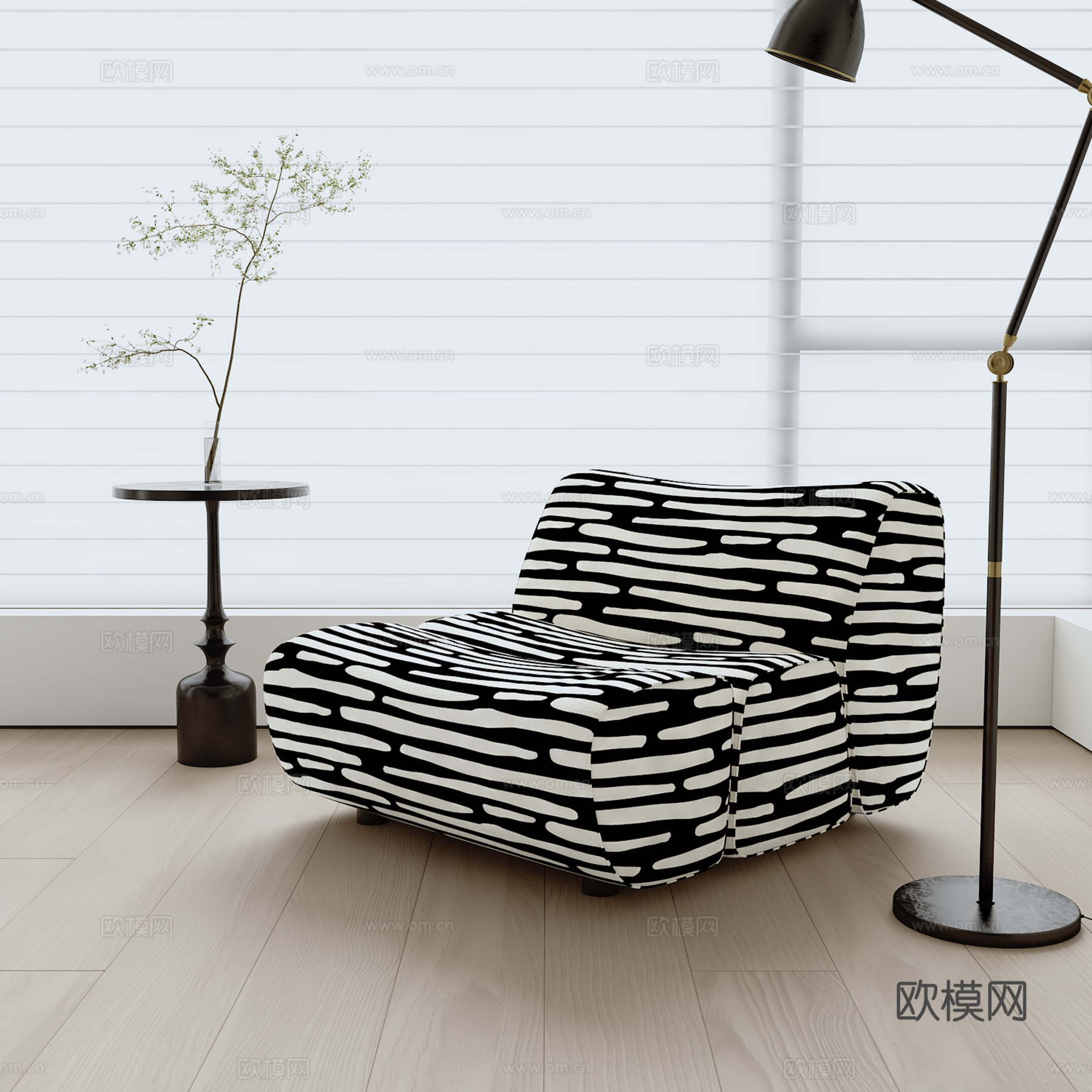 现代单人沙发su模型