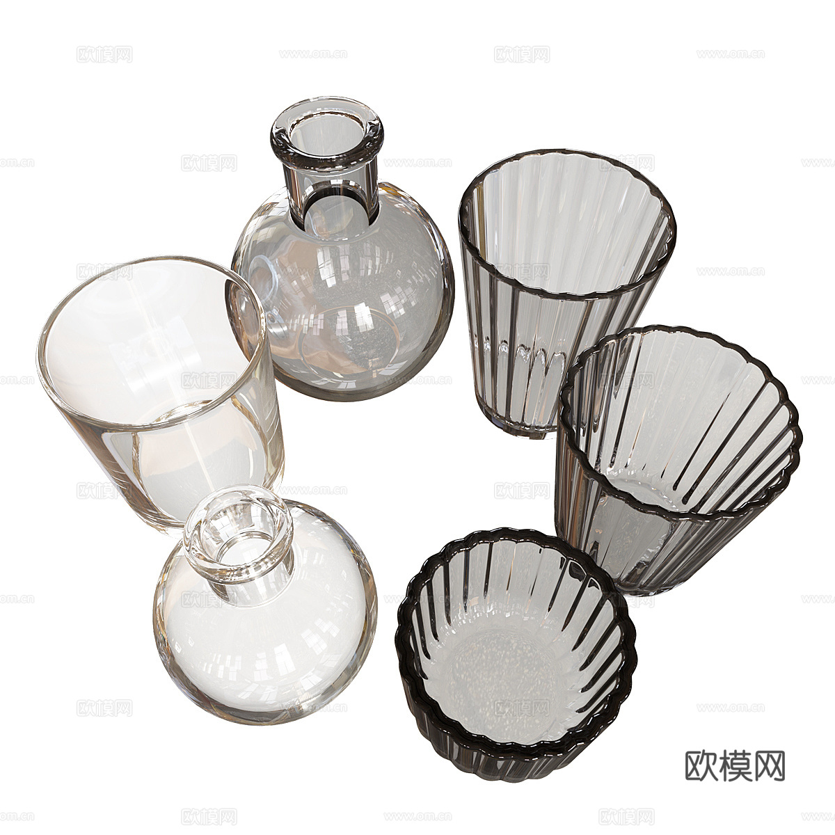 现代意式极简茶具3d模型