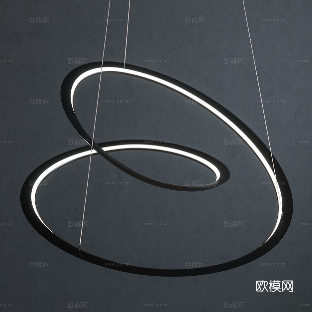 现代意式极简线性装饰吊灯3d模型