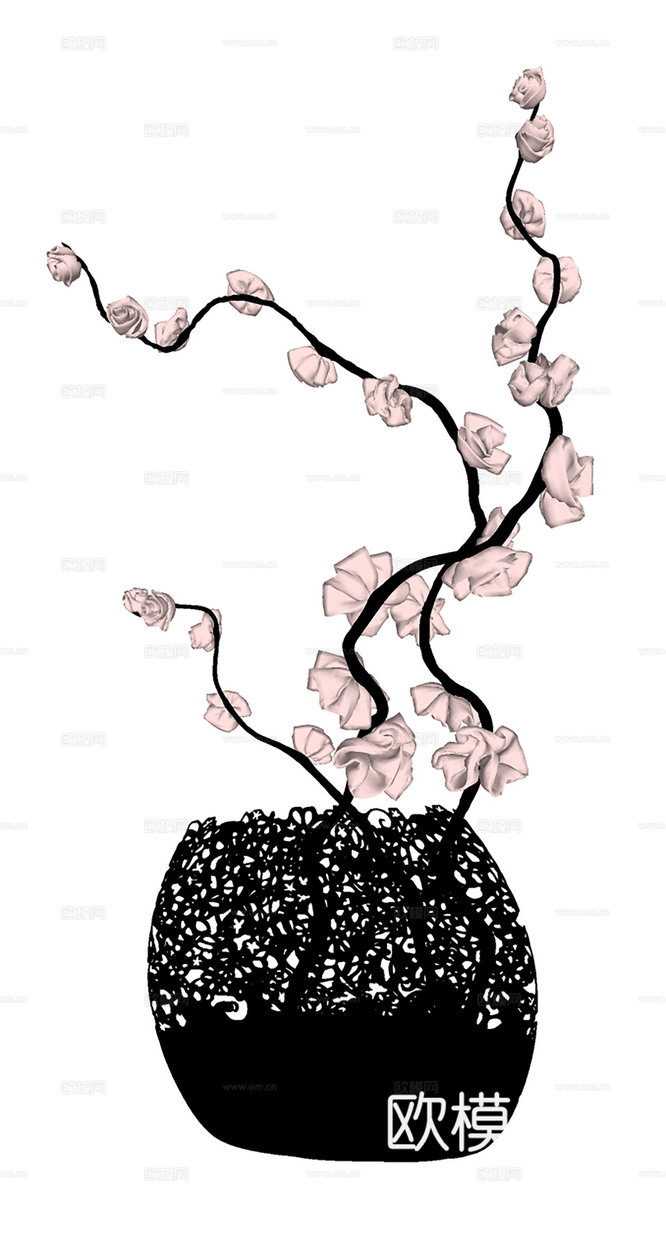 现代植物摆件   花瓶花卉  插花摆件su模型