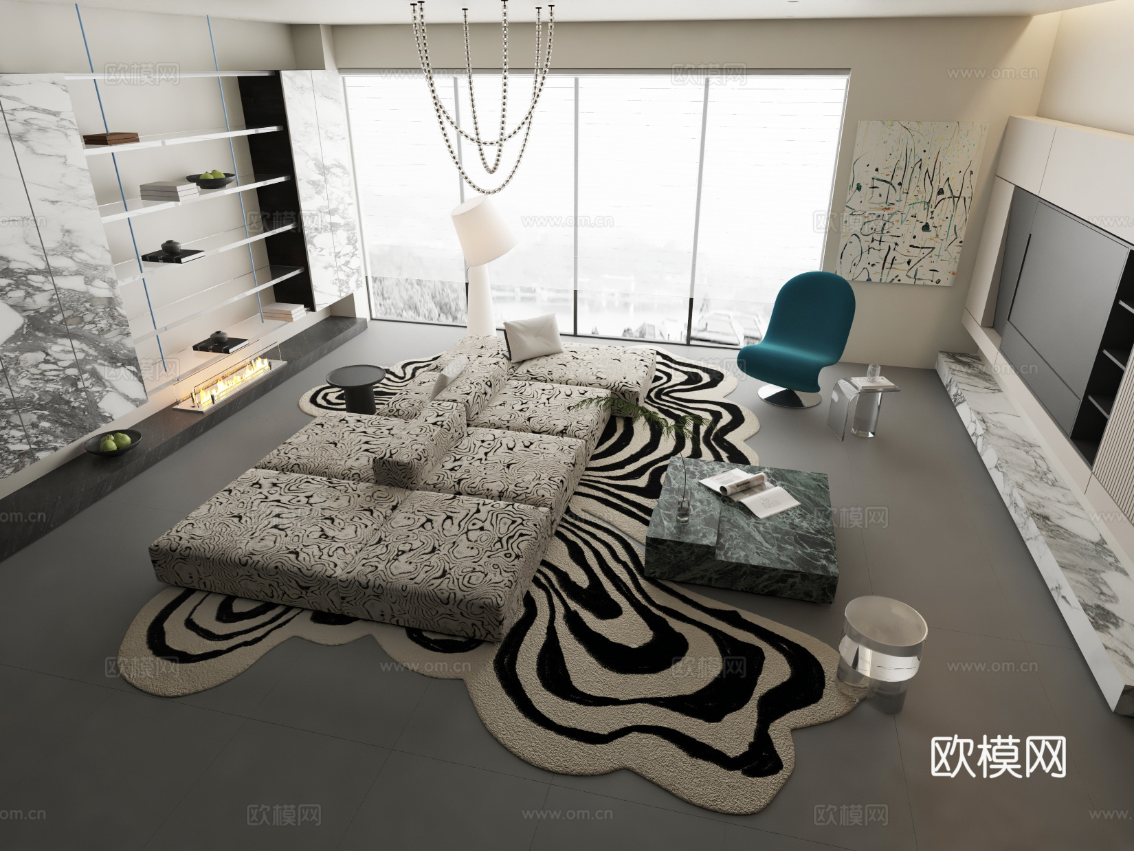 意式风格沙发茶几组合3d模型