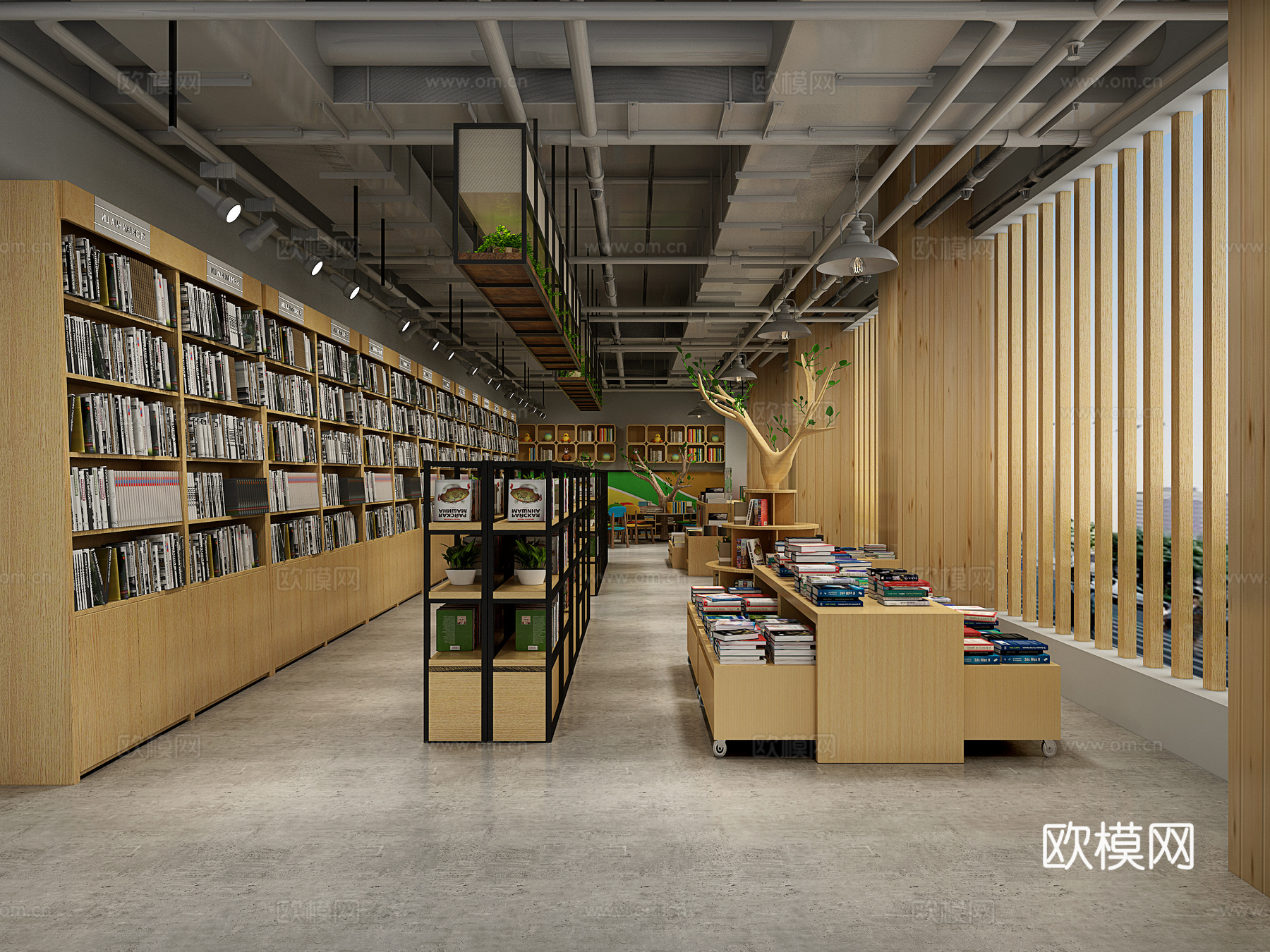 工业风新华书店 书店3d模型