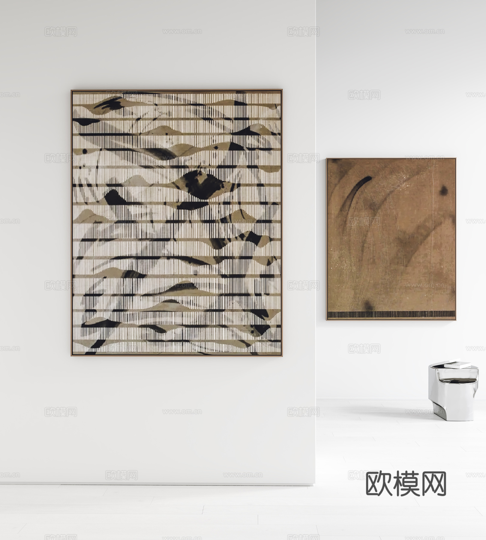 现代挂画 装饰画 角几3d模型