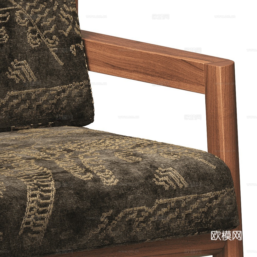Arbore 中古风休闲椅 复古休闲椅 扶手椅  布艺休闲椅3d模型