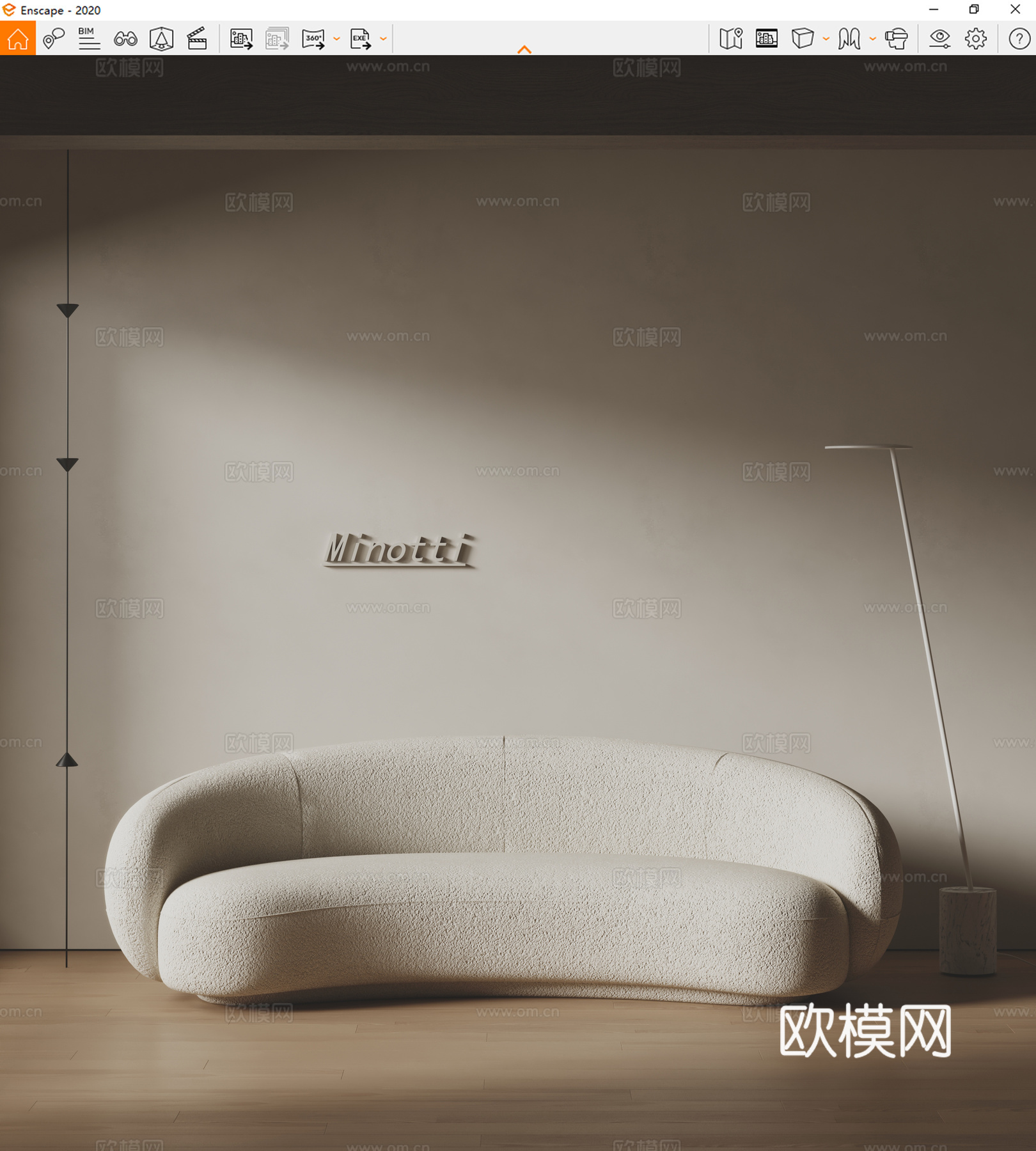Minotti现代沙发 弧形沙发 异形沙发 布艺沙发su模型