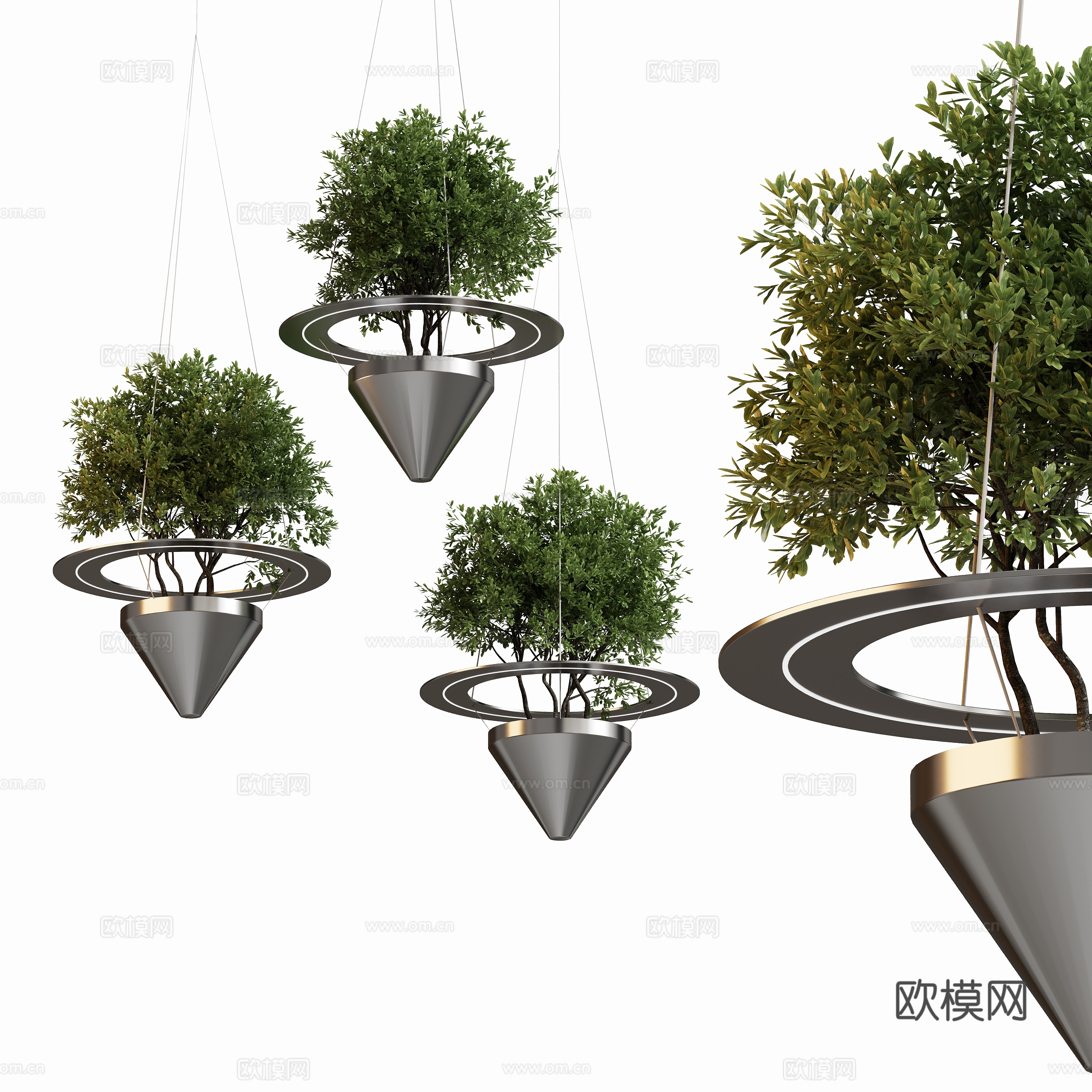 现代金属吊装植物盆栽3d模型