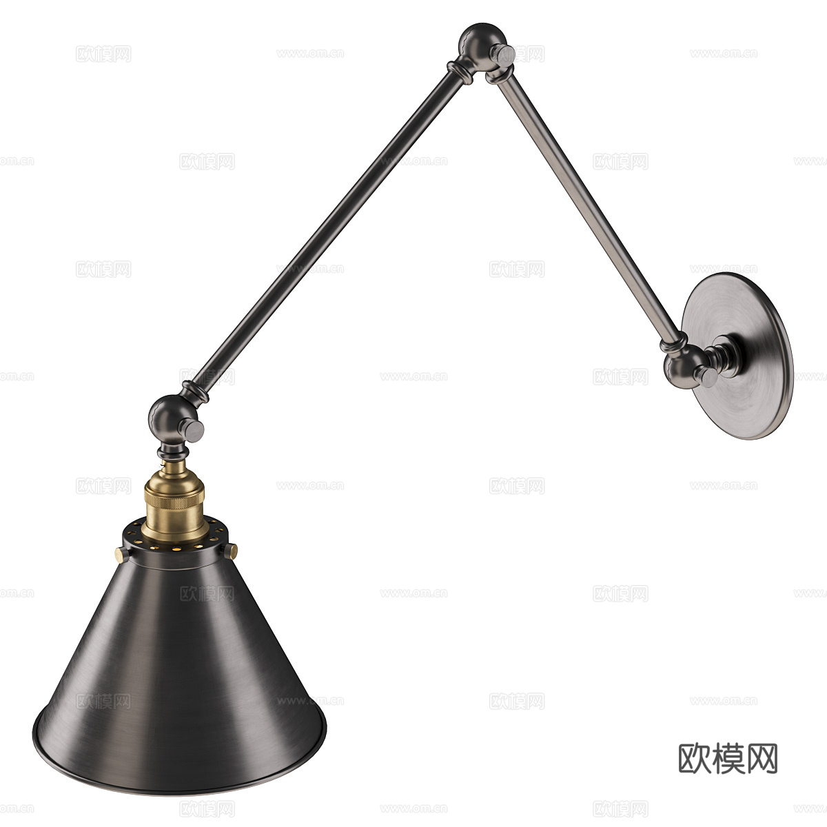 现代意式轻奢长条金属壁灯3d模型