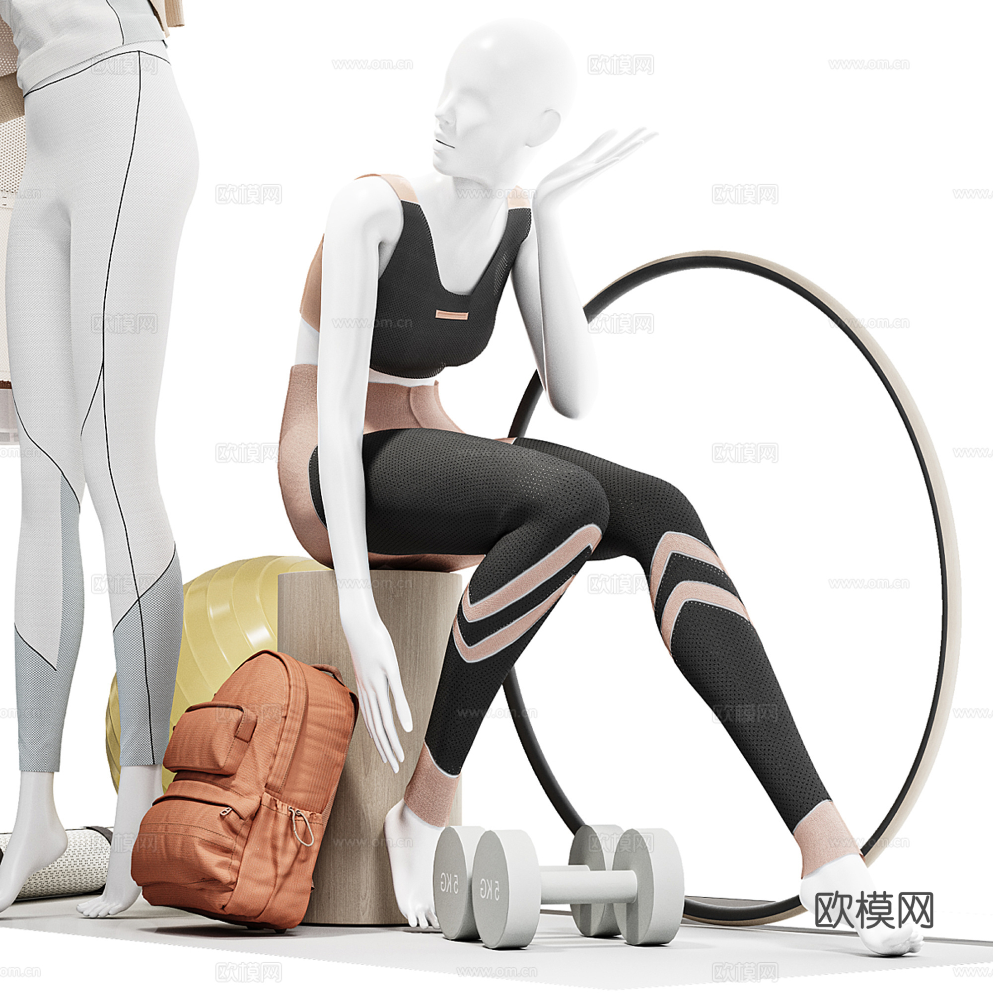 健身服饰 衣服 健身器材 瑜伽裤su模型