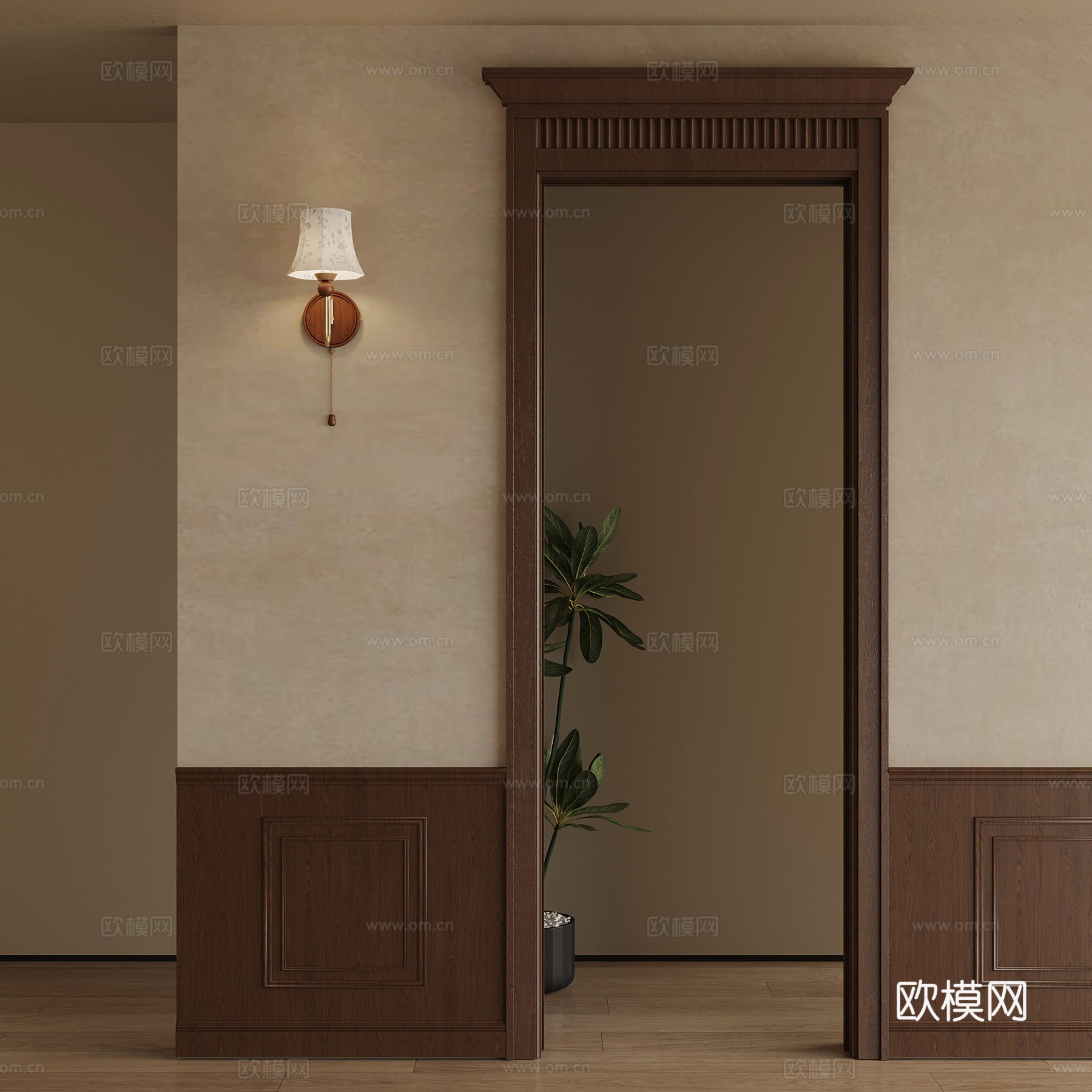 21法式中古风门套 壁灯3d模型