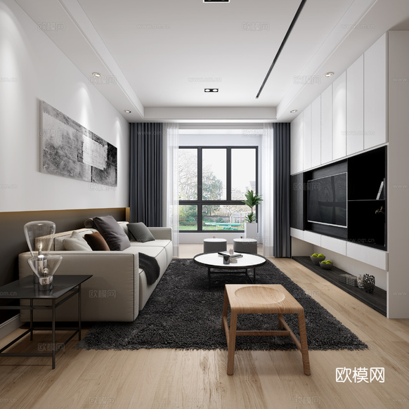 現(xiàn)代客餐廳3d模型下載(渲染圖1)