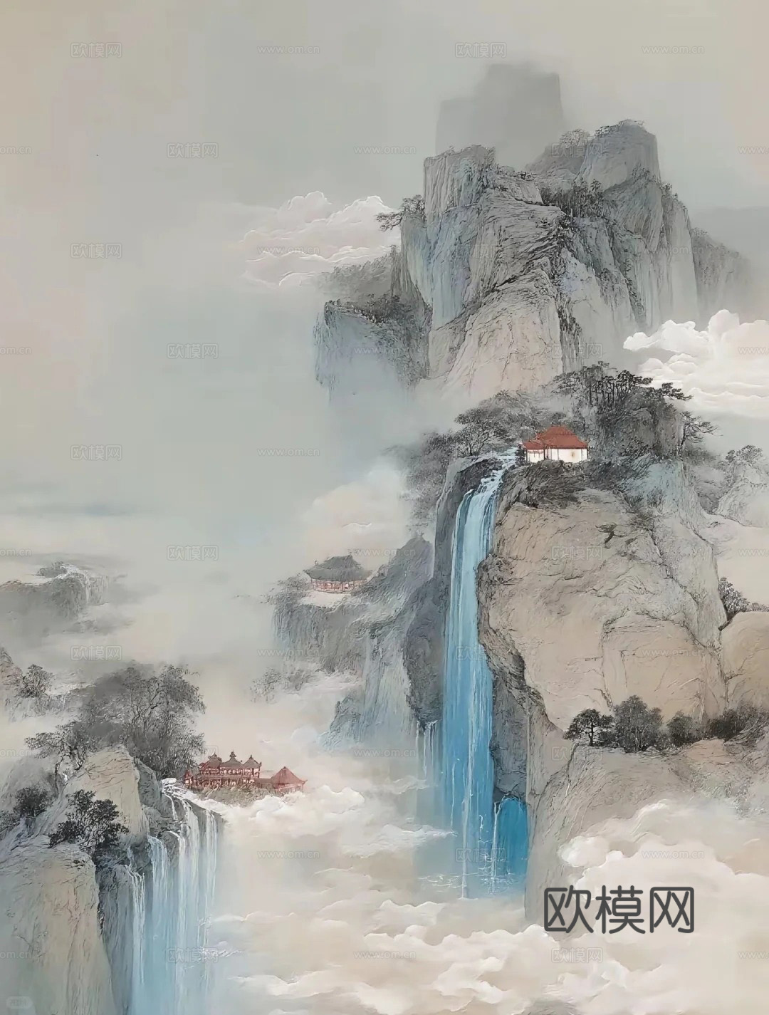 中式山水壁画