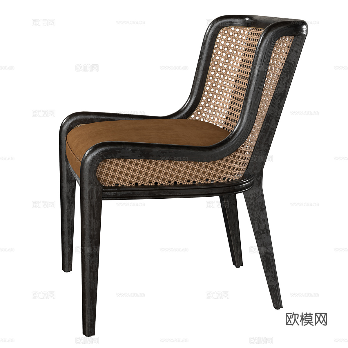 新中式中古风藤椅3d模型