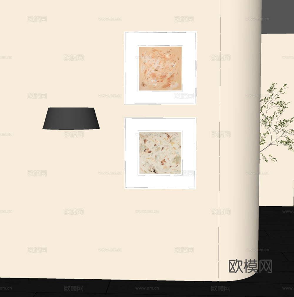 奶油简约组合画su模型