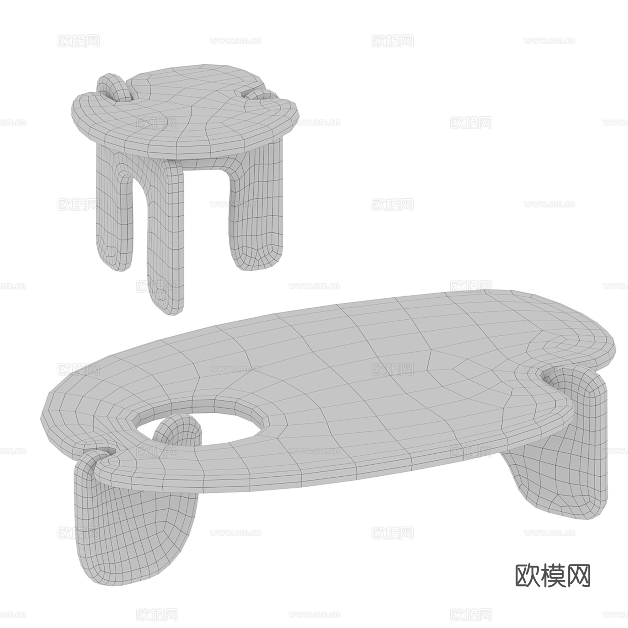 异形子母茶几组合3d模型