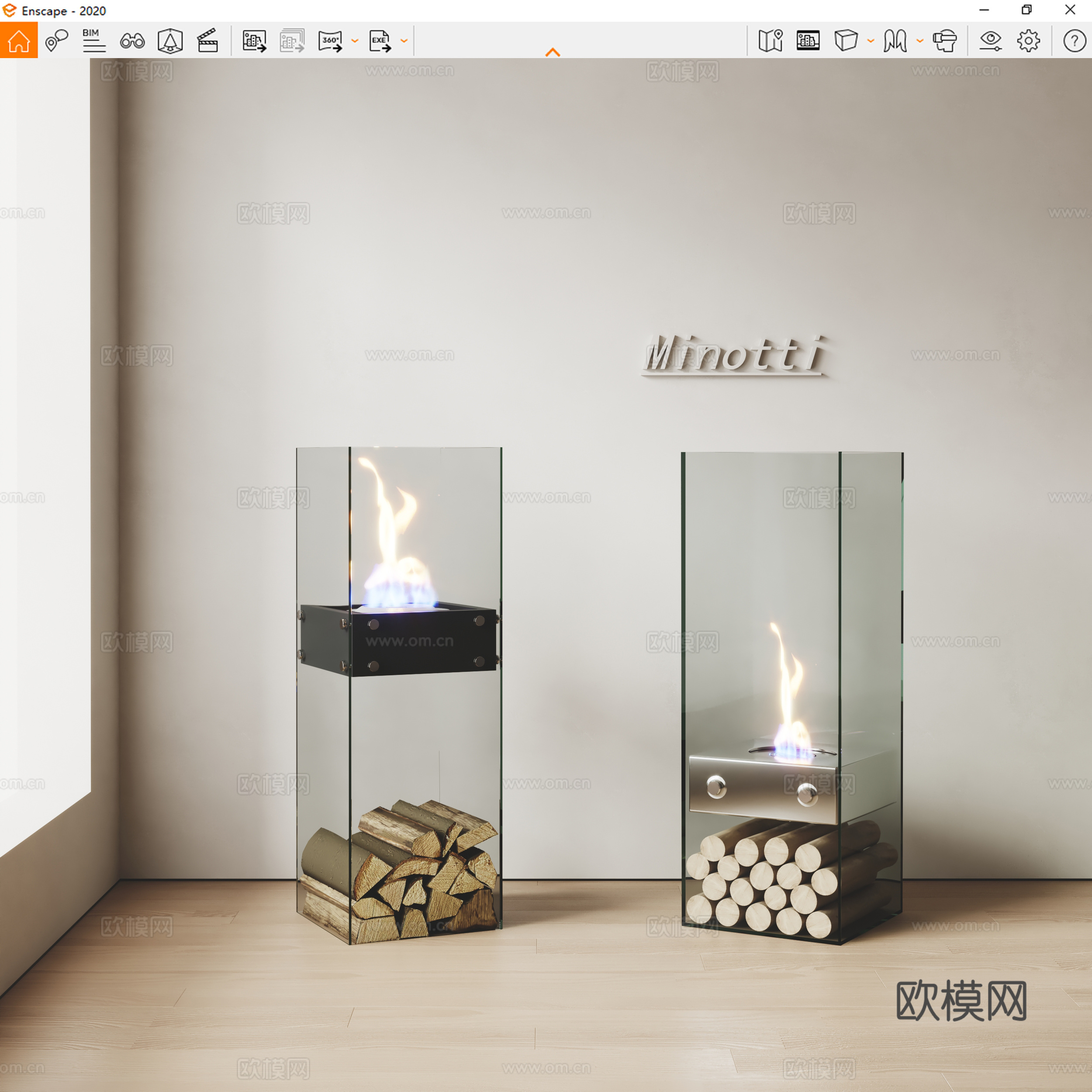 Minotti现代壁炉 酒精壁炉su模型