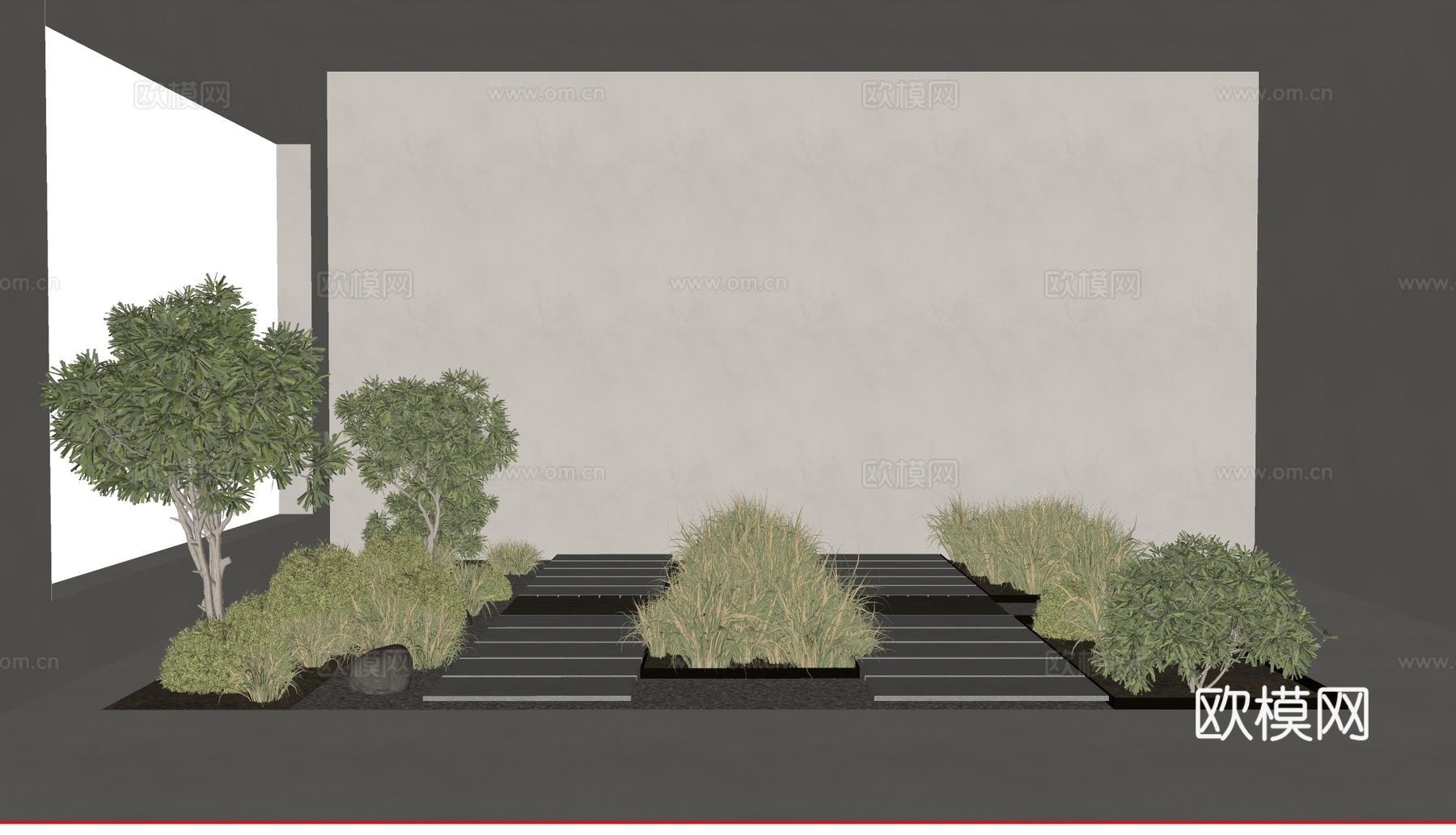 现代园林景观 花园 植物 露台su模型