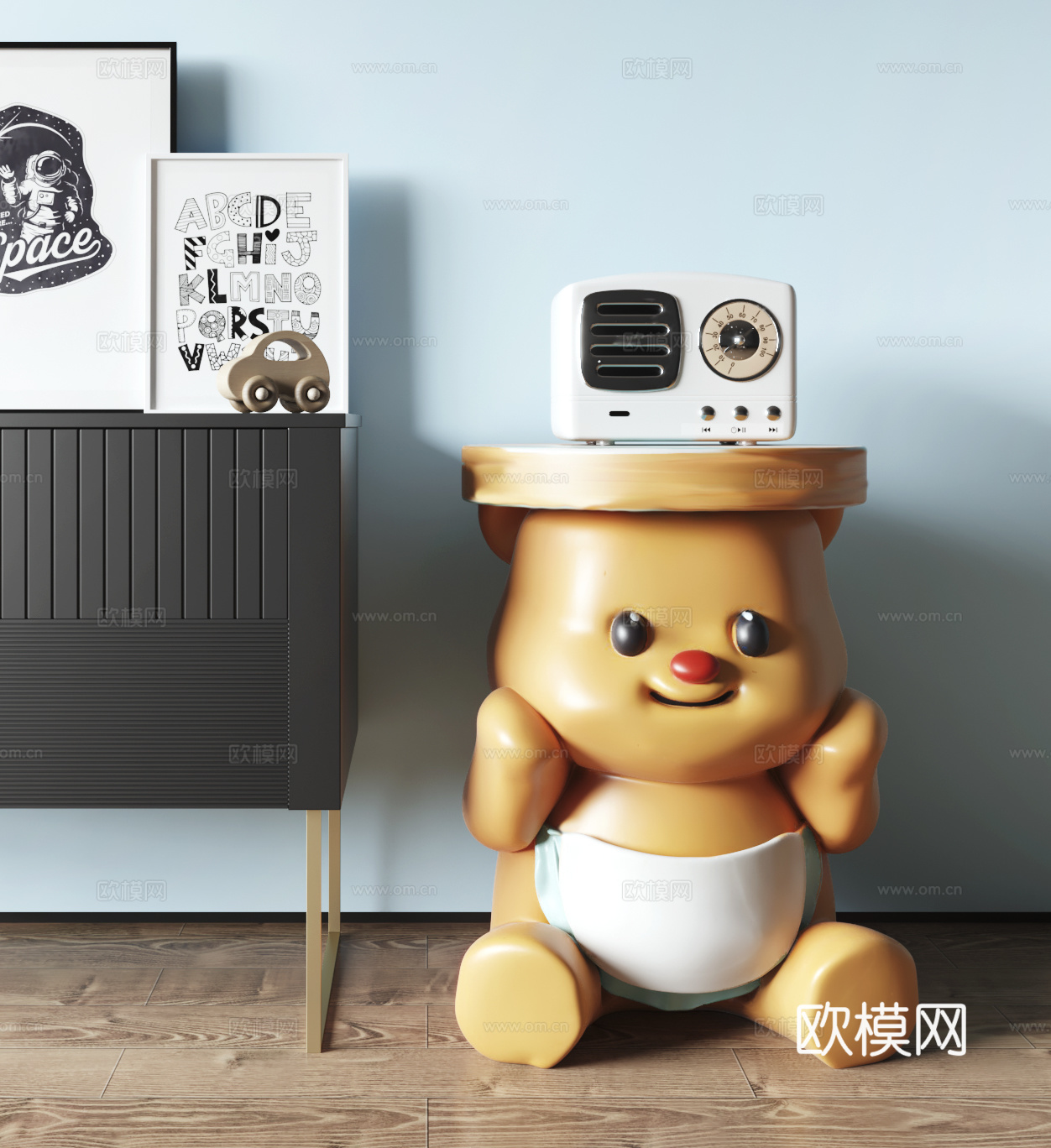 现代奶油落地雕塑3d模型