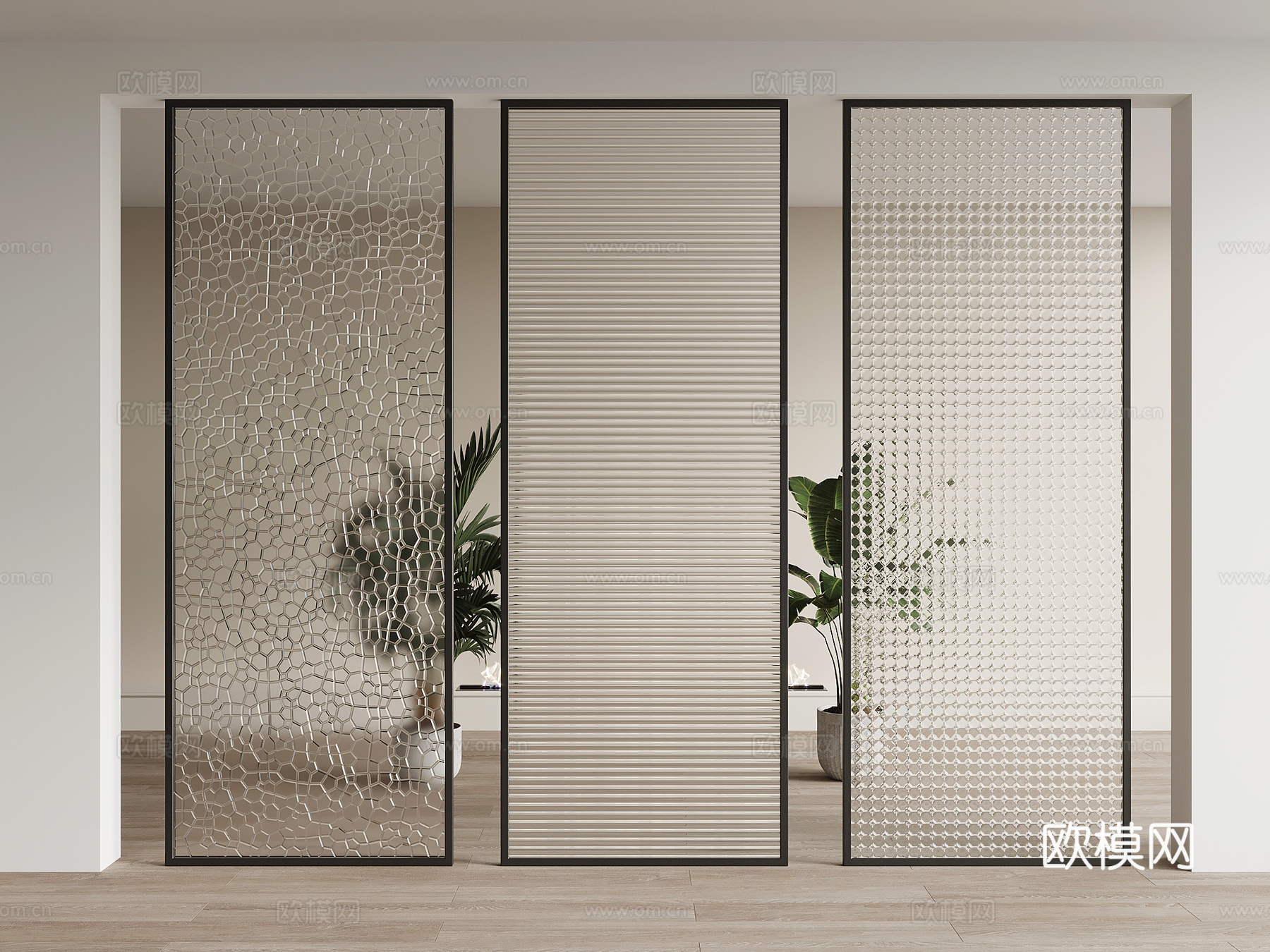 18隔断 现代玻璃隔断 工艺玻璃 长虹玻璃3d模型